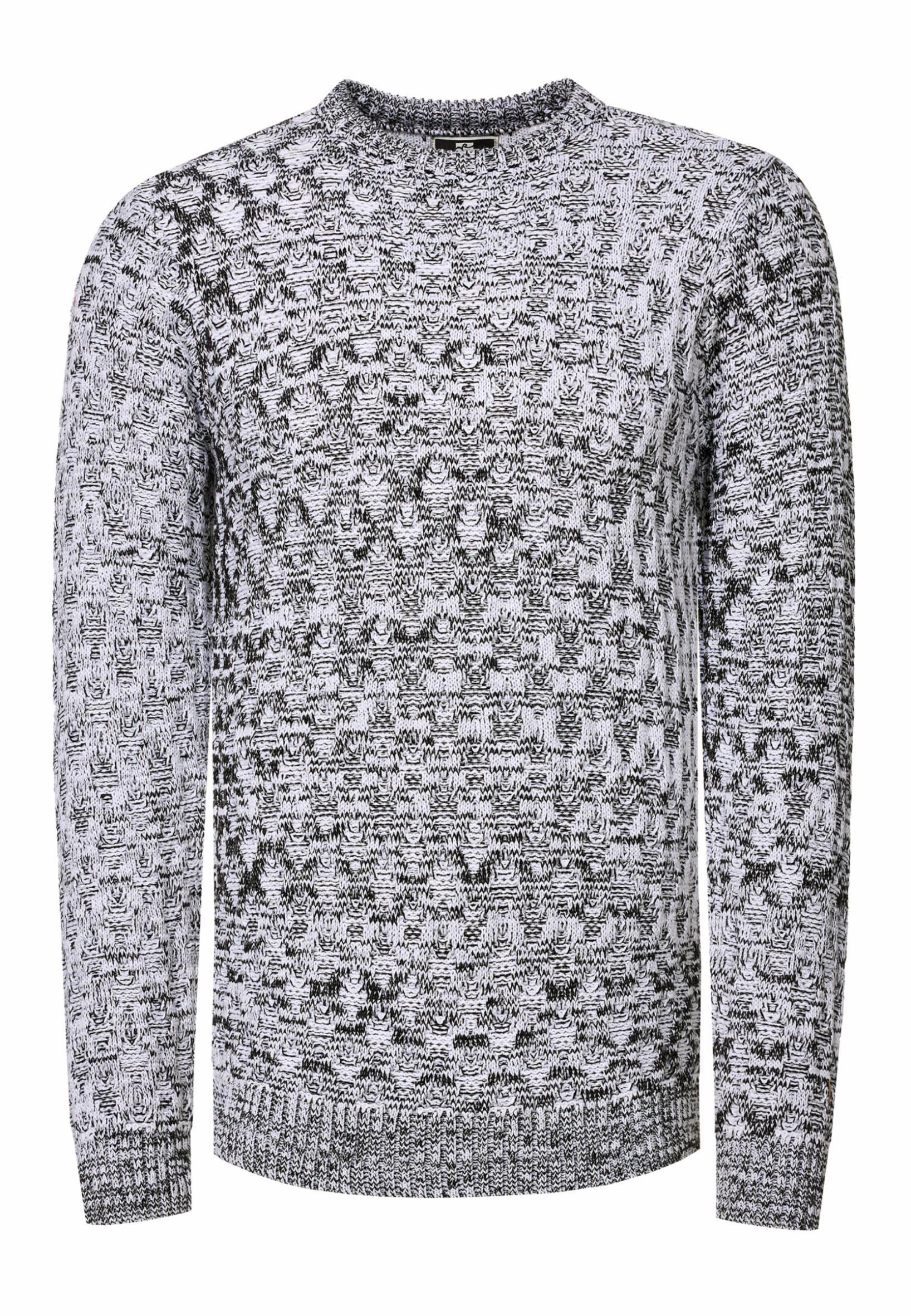 Used-Look Karomuster Rundhals-Pullover