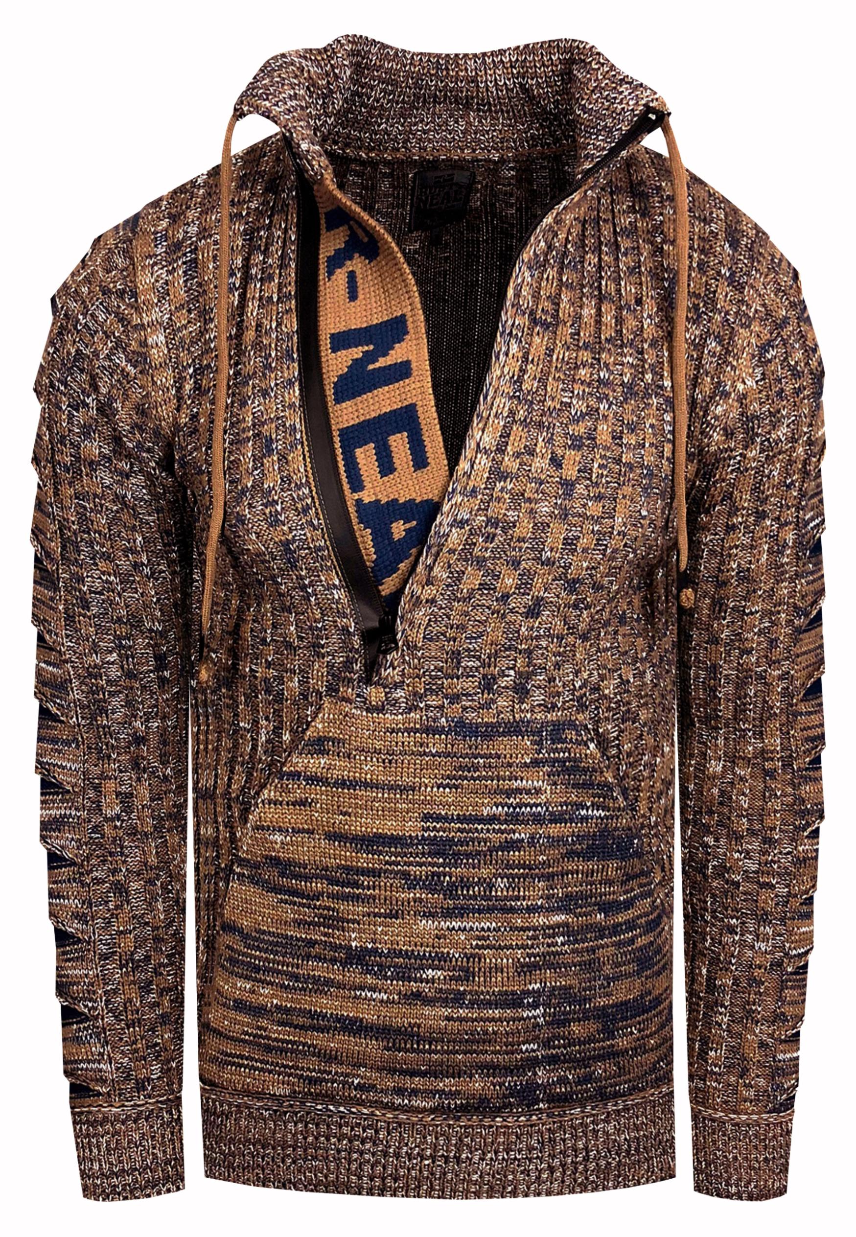1/2 Zip Grobstrick Stehkragen-Pullover