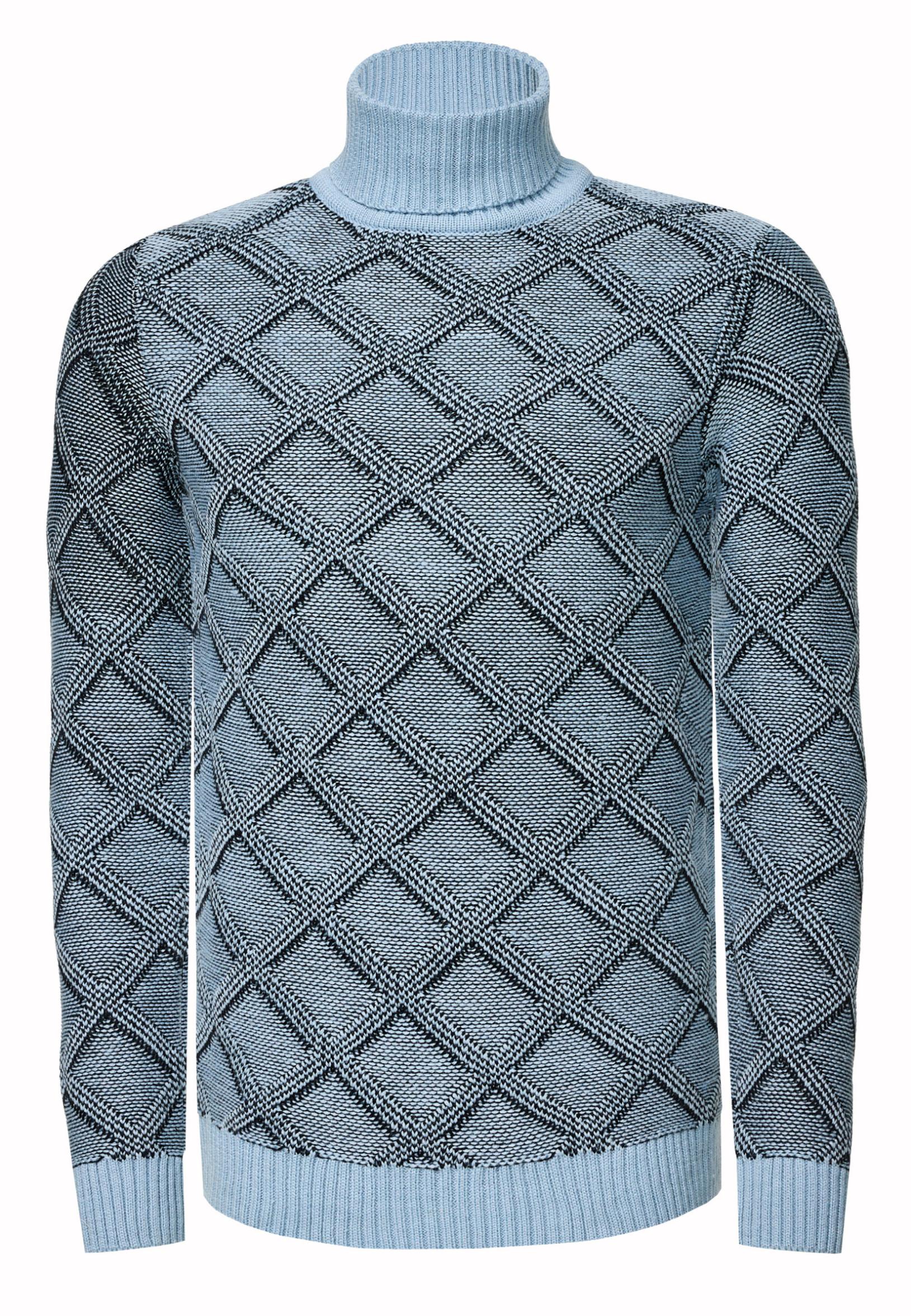 Grobstrick Mit Karomuster Rollkragen-Pullover