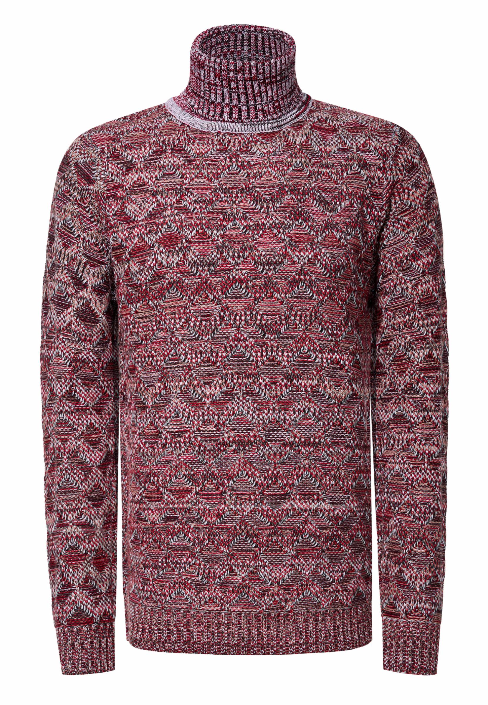 Kontrast Grobstrick Rollkragen-Pullover