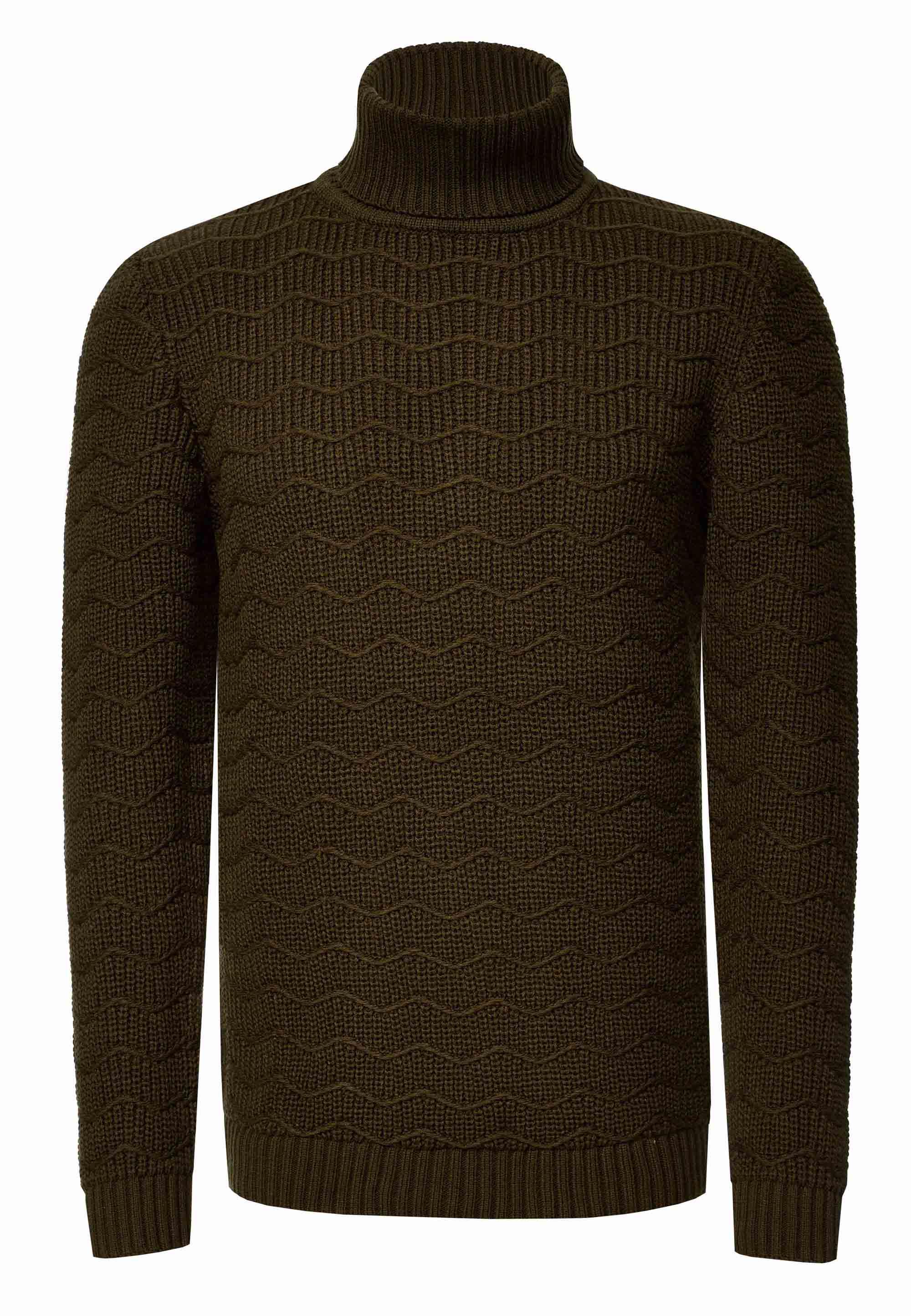 Schwerer Grobstrick Rollkragen-Pullover