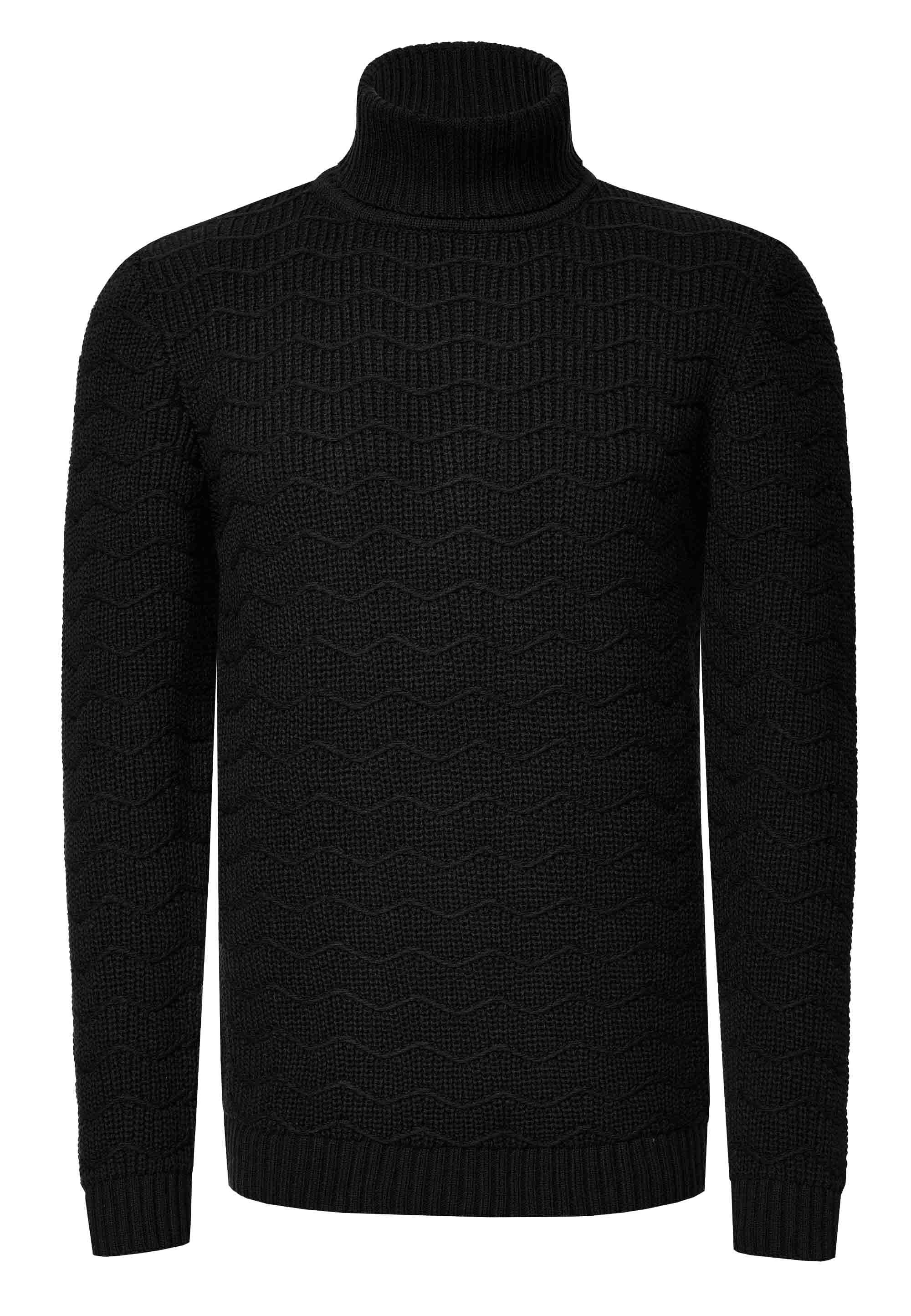 Schwerer Grobstrick Rollkragen-Pullover