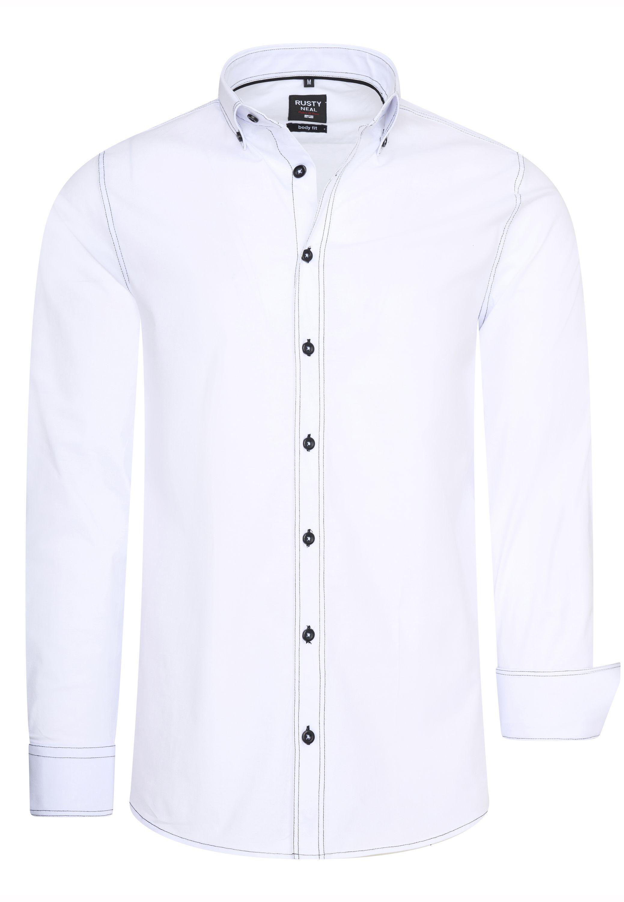 Langarm Slim Fit Hemd Mit Kontrast-Naht