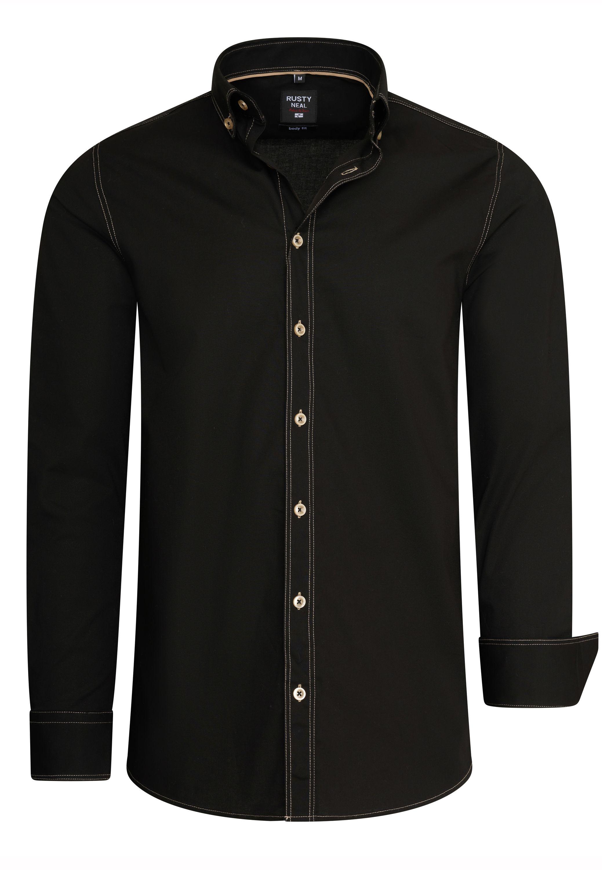 Langarm Slim Fit Hemd Mit Kontrast-Naht