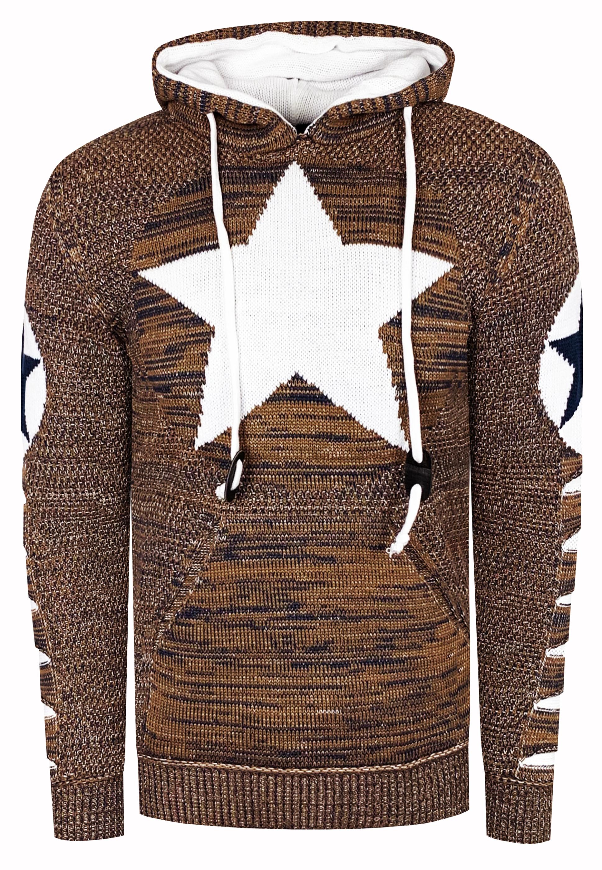 Grobstrick Comic Kapuzen-Pullover