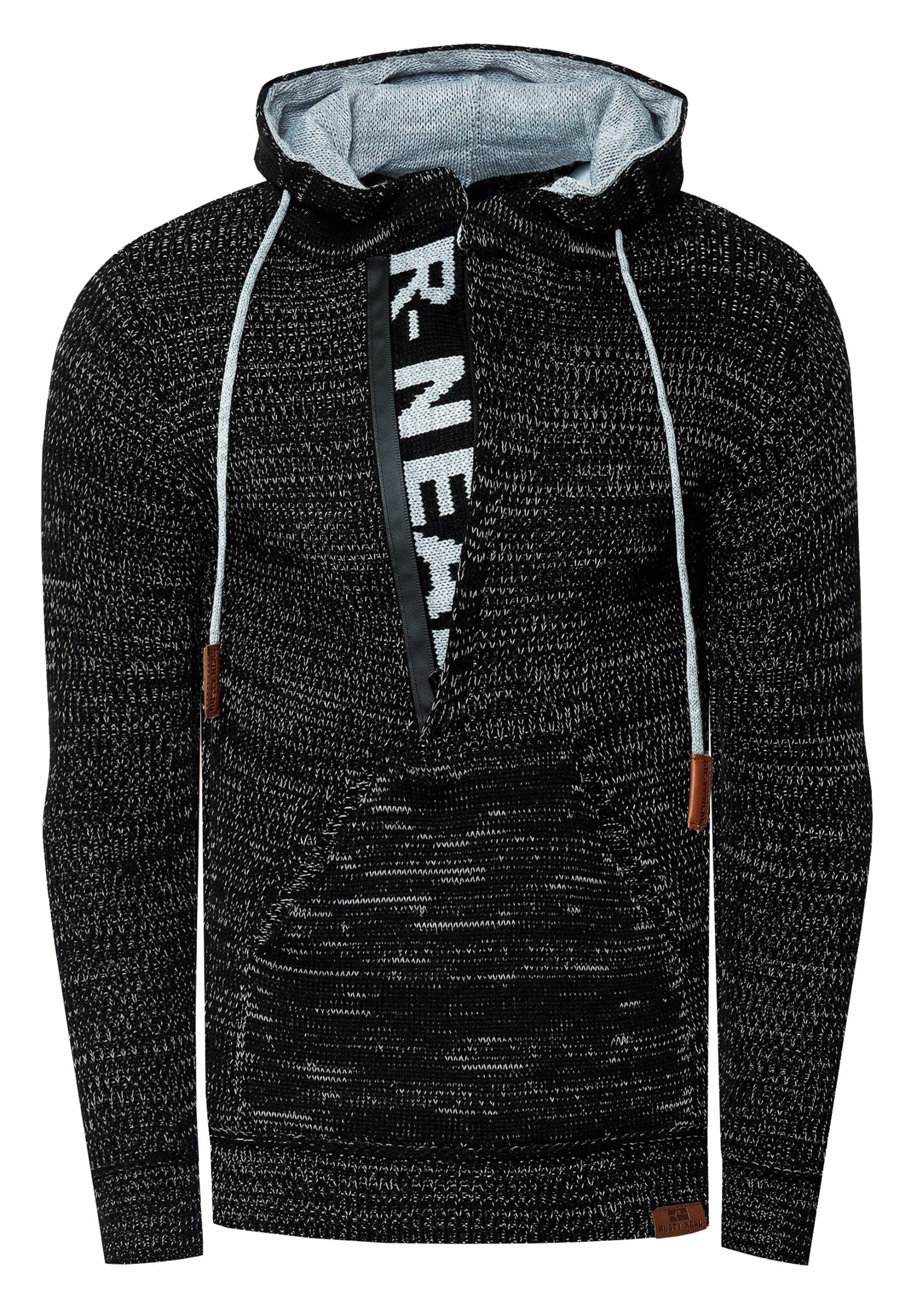 1/2 Zip Grobstrick Slim Fit Kapuzen-Pullover