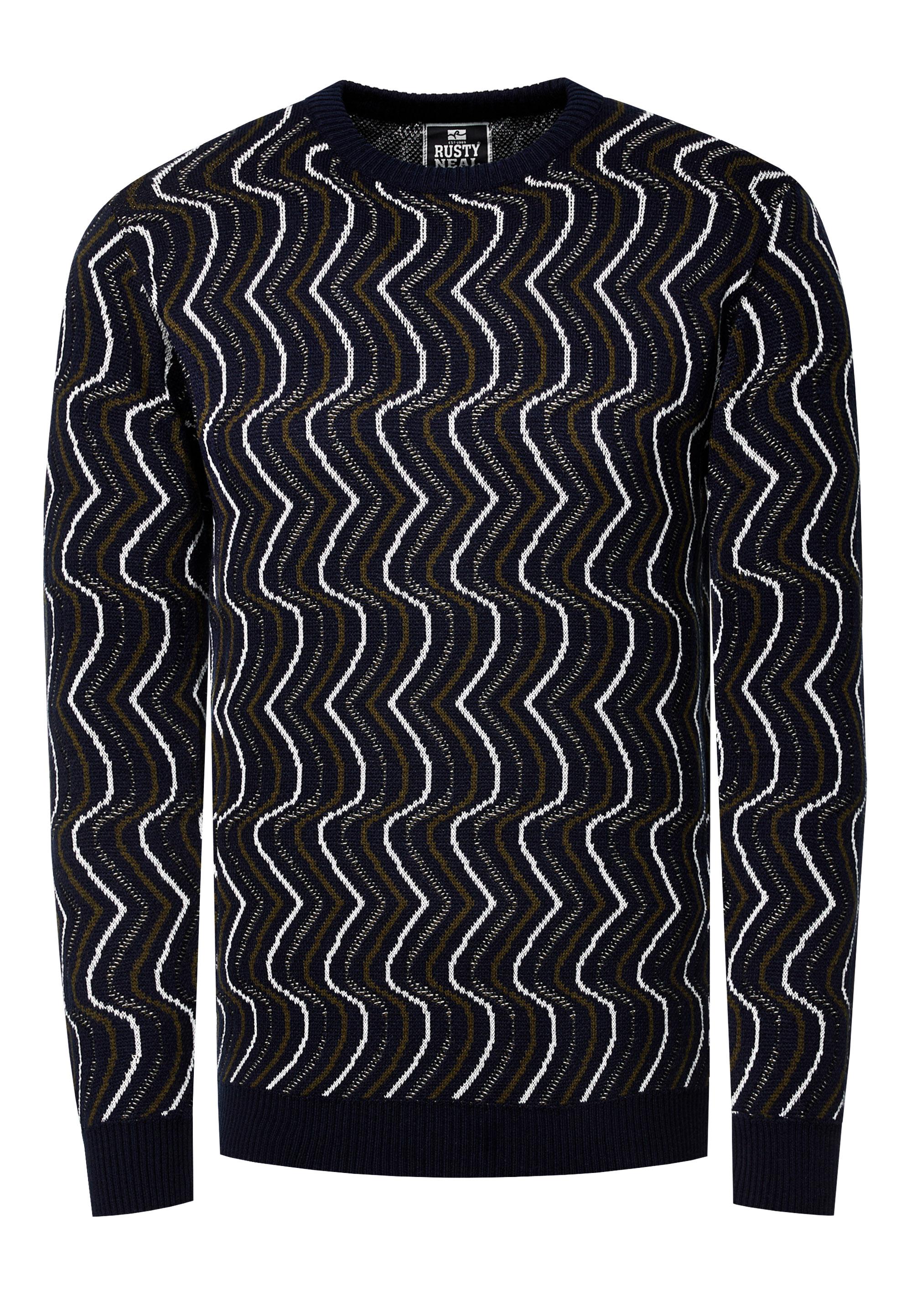 80Er-Design Feinstrick Rundhals-Pullover