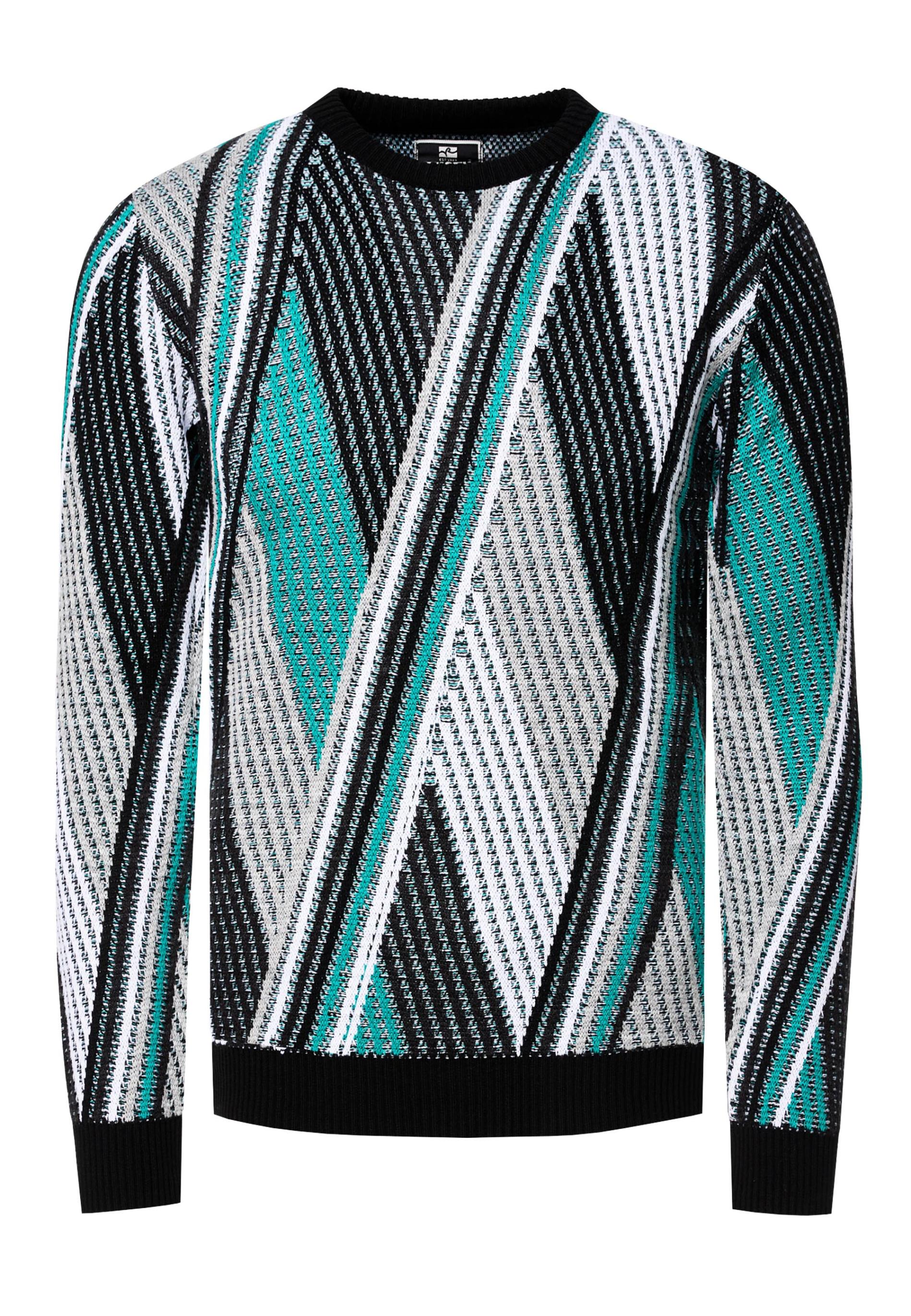 Feinstrick Colorblock Rundhals-Pullover