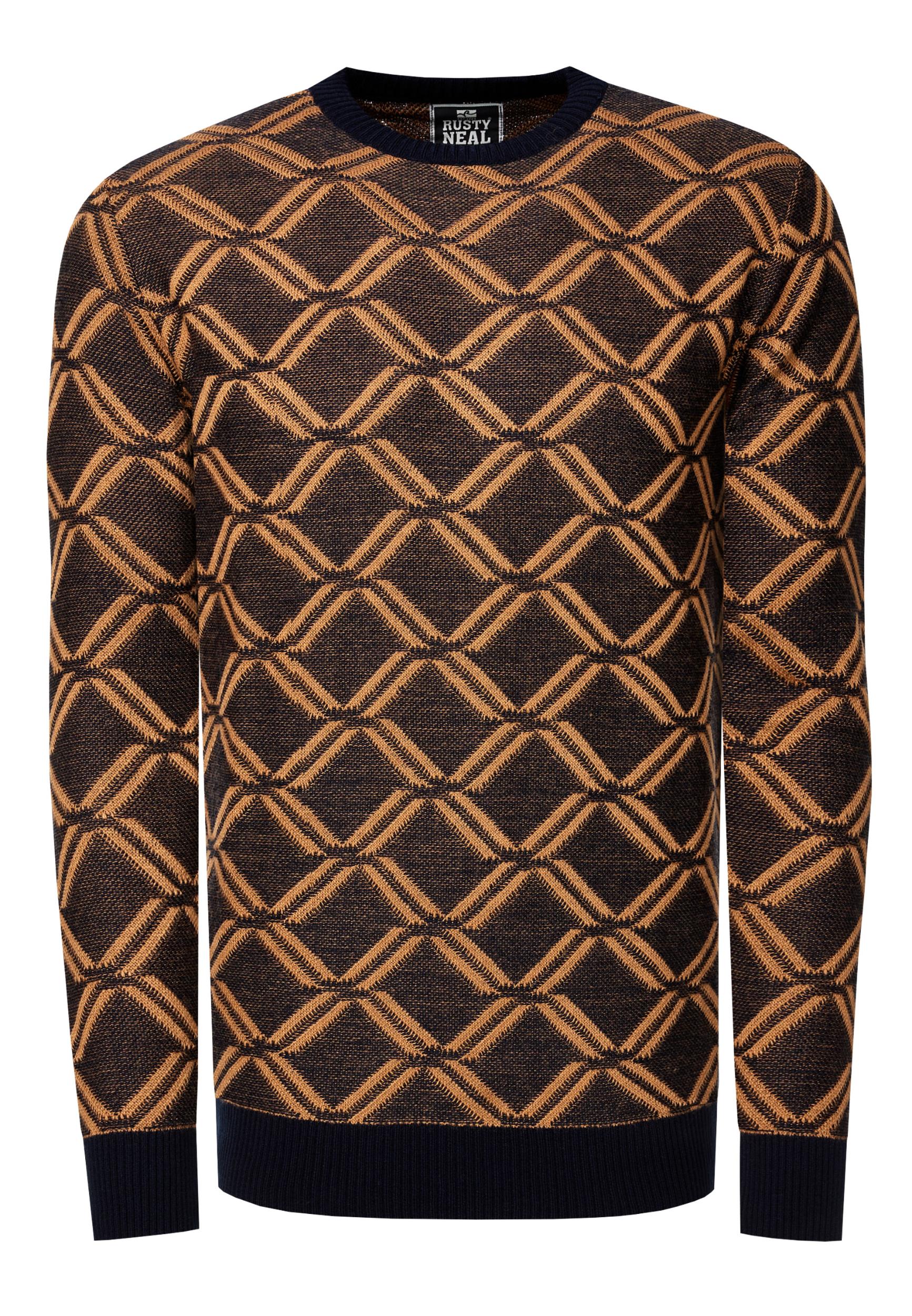 Feinstrick Mit Karo-Muster Rundhals-Pullover