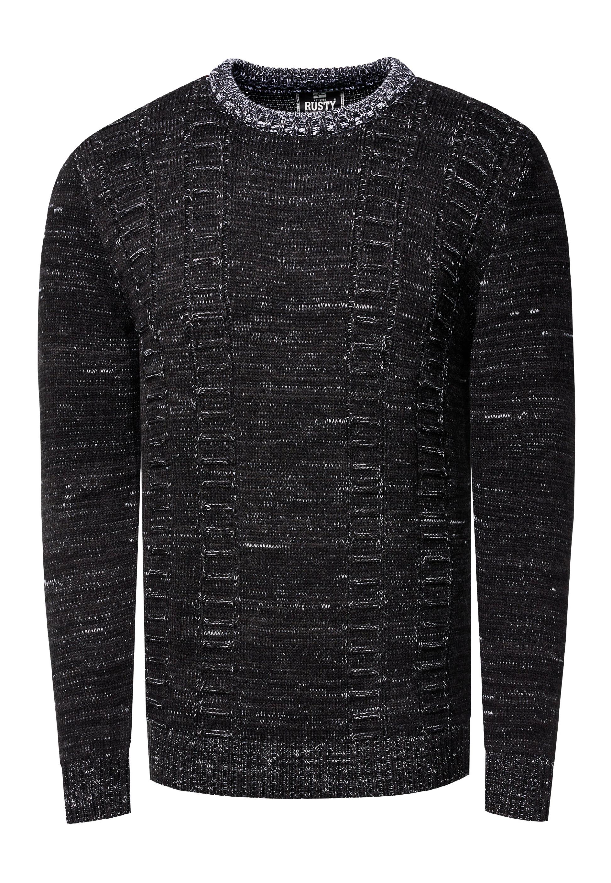 Grobstrick Mit Kontrastfarben Rundhals-Pullover
