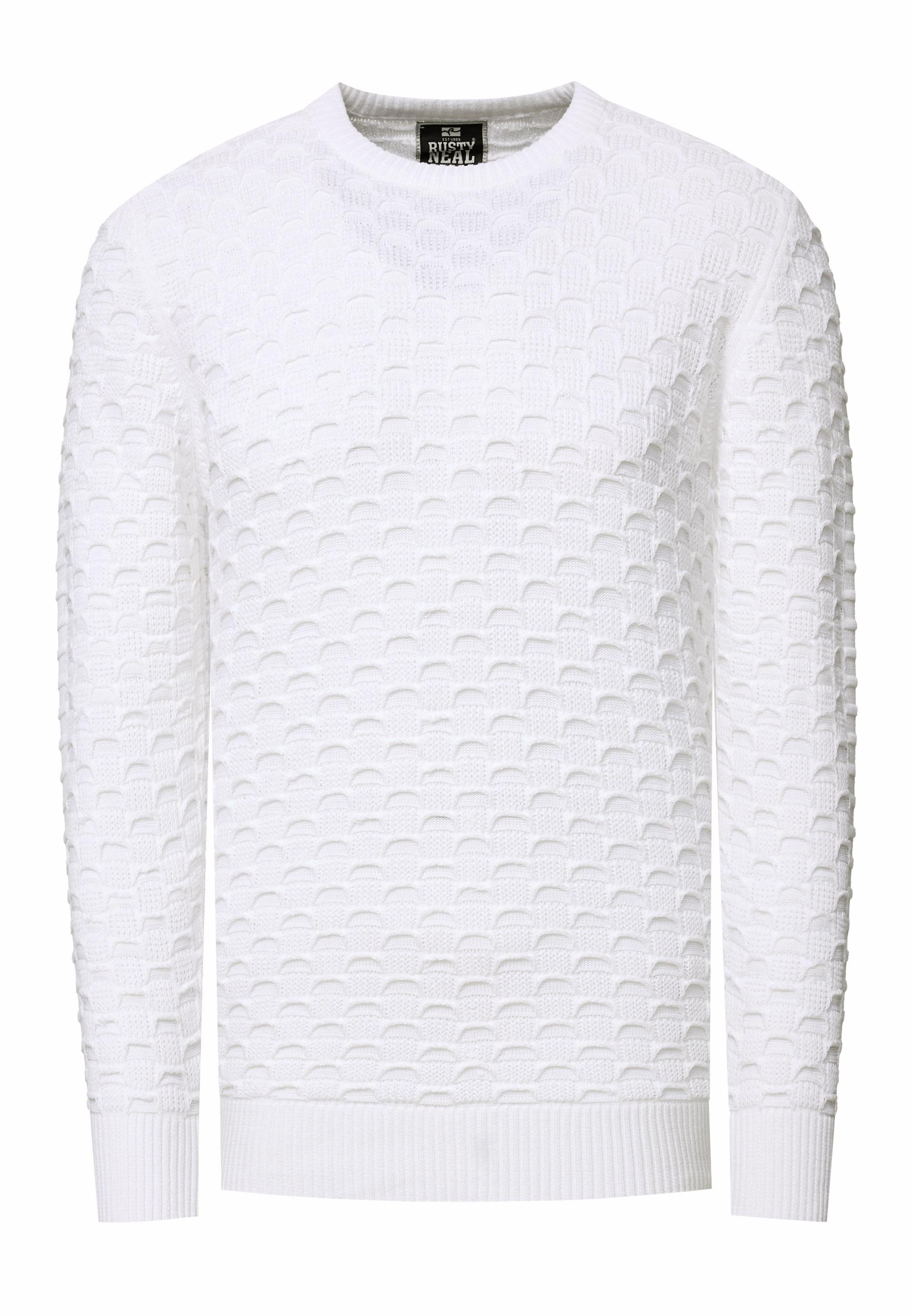 Grobstrick Mit Muster Einfarbig Rundhals-Pullover