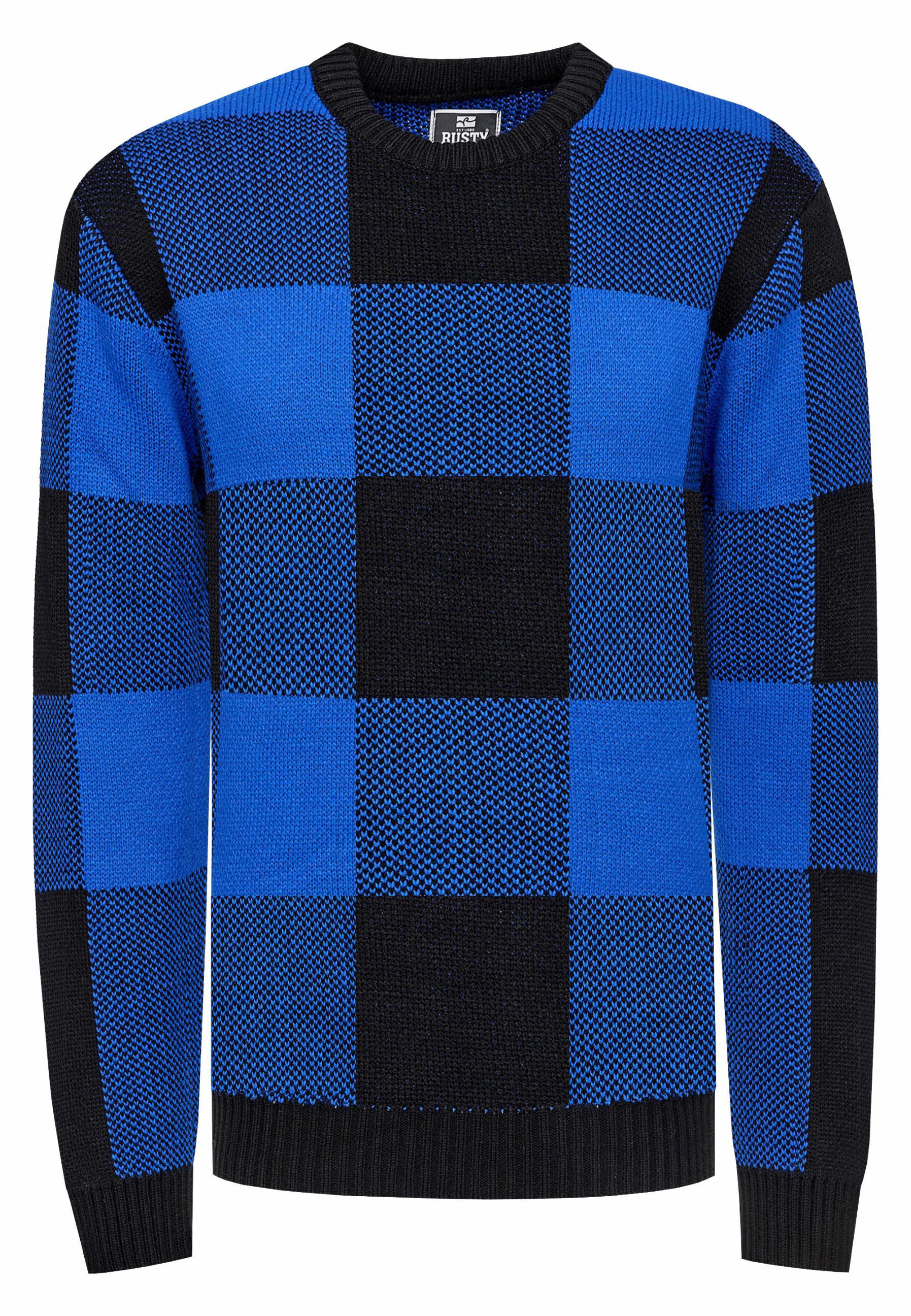 Schwerer Karo Kontrast Grobstrick Pullover