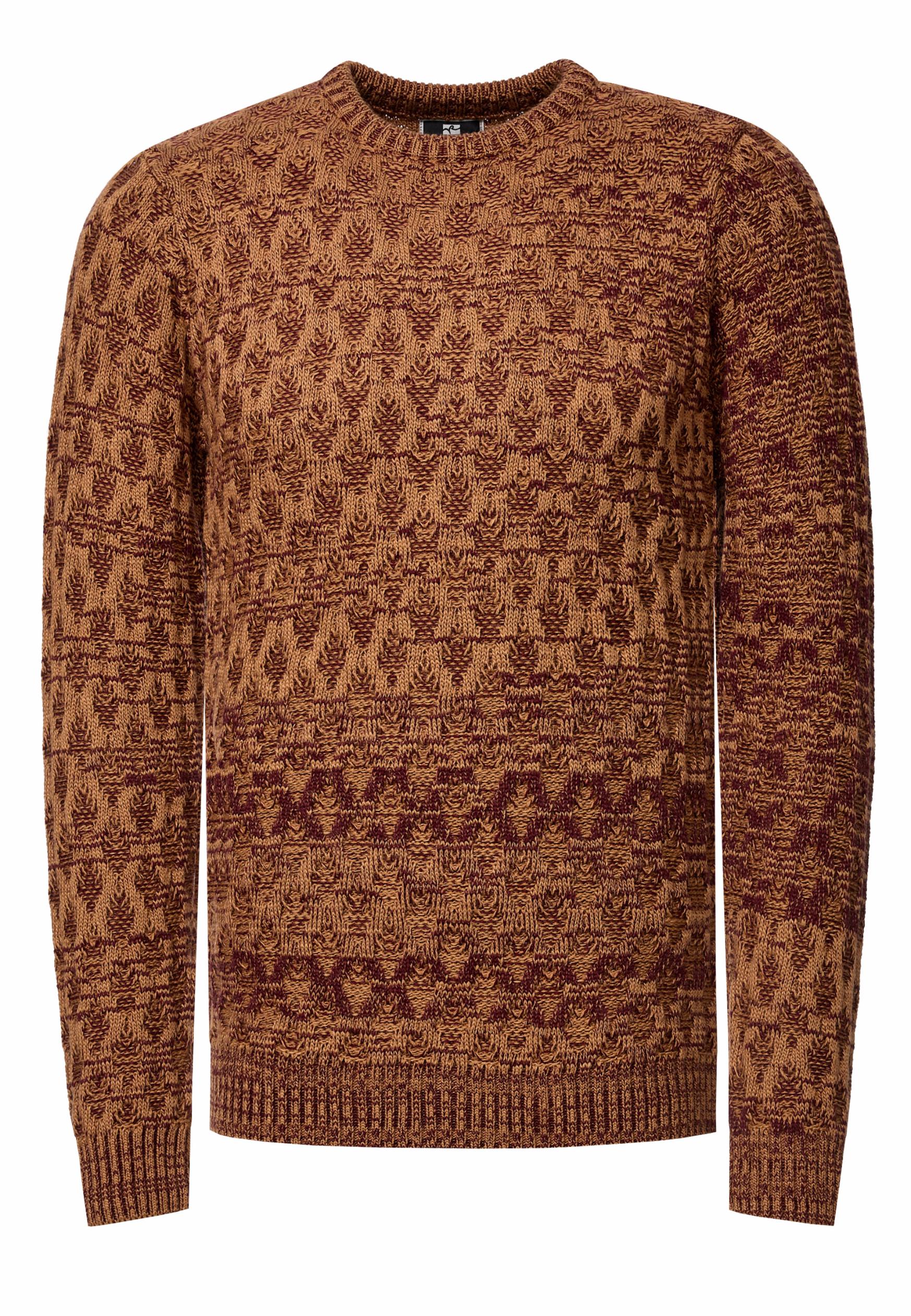 Used-Look Karomuster Rundhals-Pullover