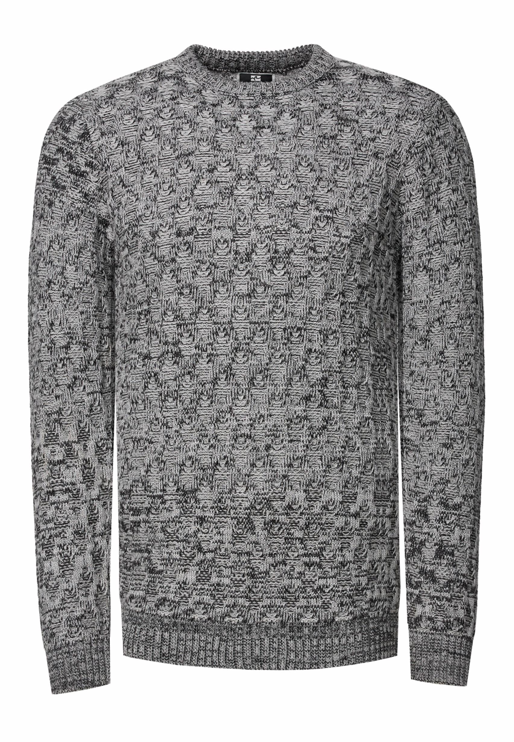 Used-Look Karomuster Rundhals-Pullover