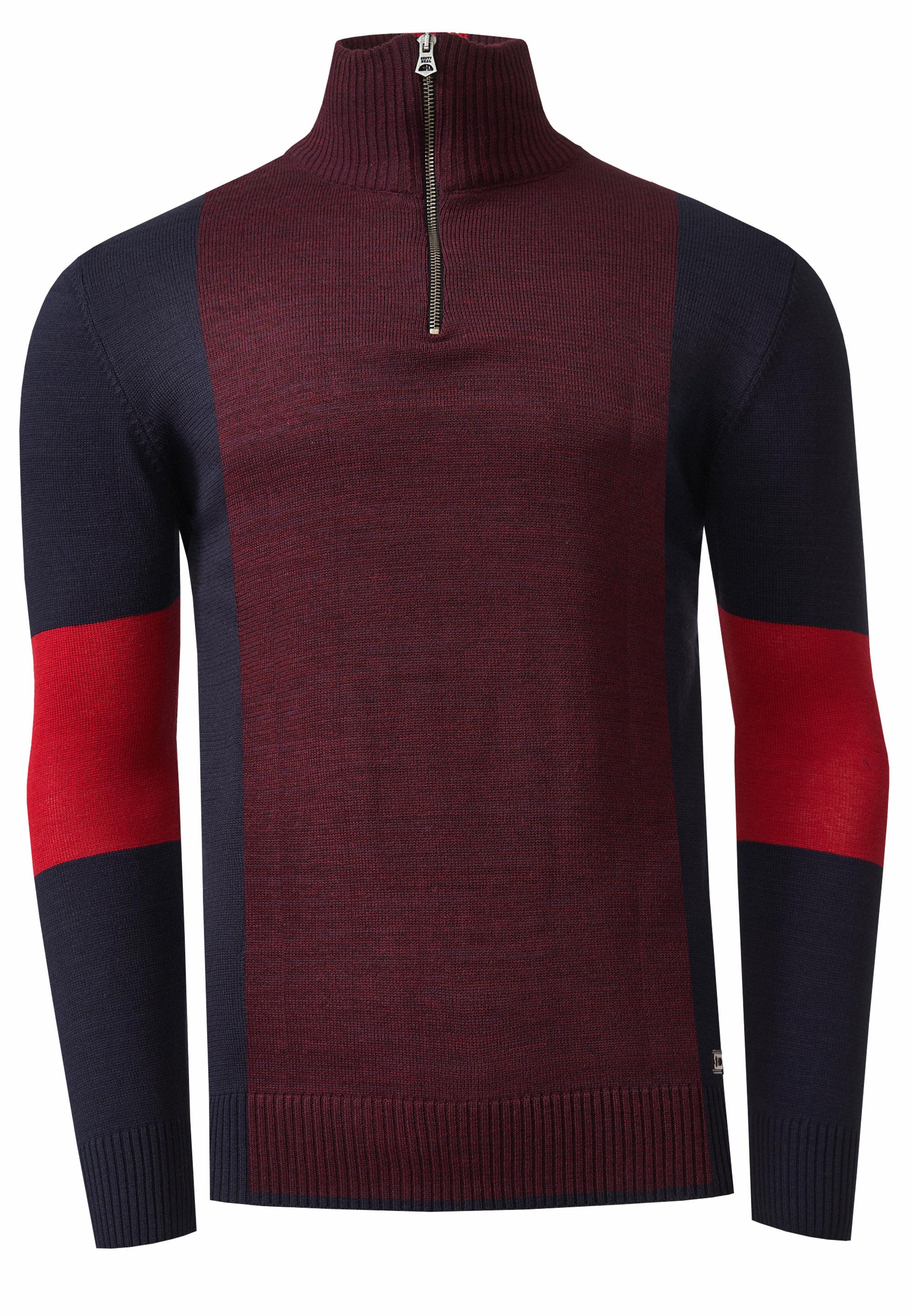 Feinstrick-Pullover Im Colorblock-Stil Mit Stehkragen