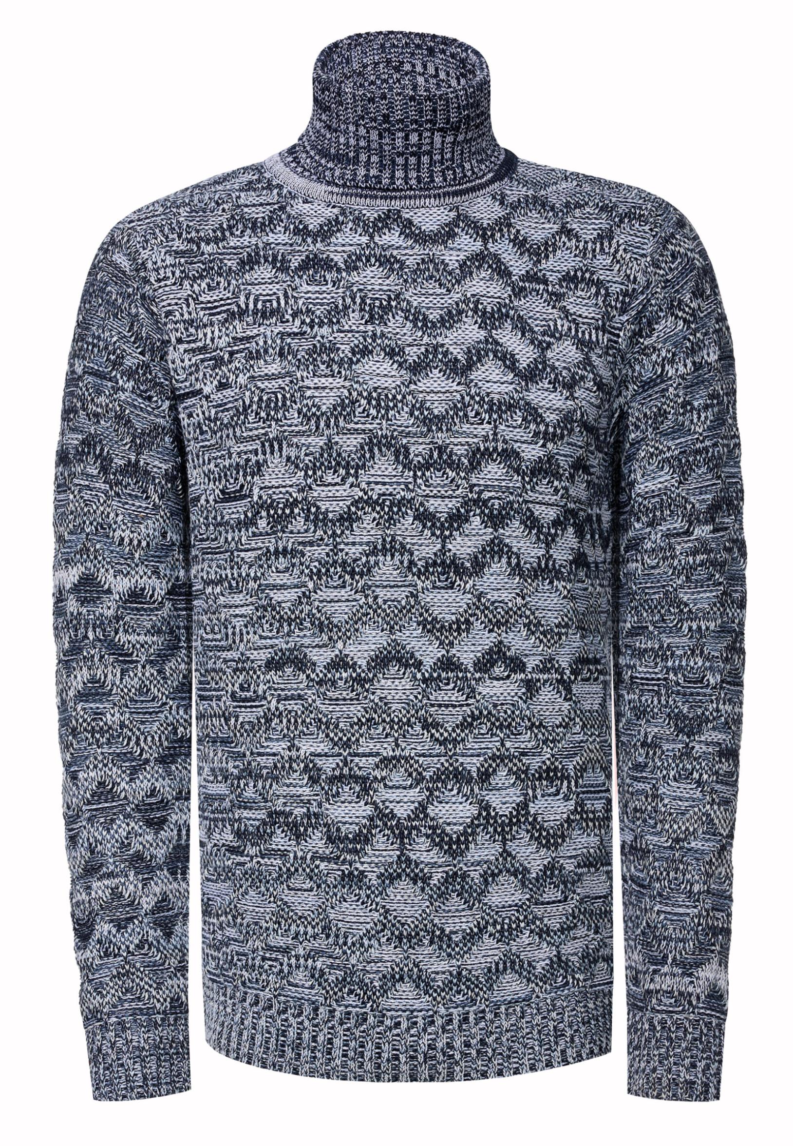 Kontrast Grobstrick Rollkragen-Pullover