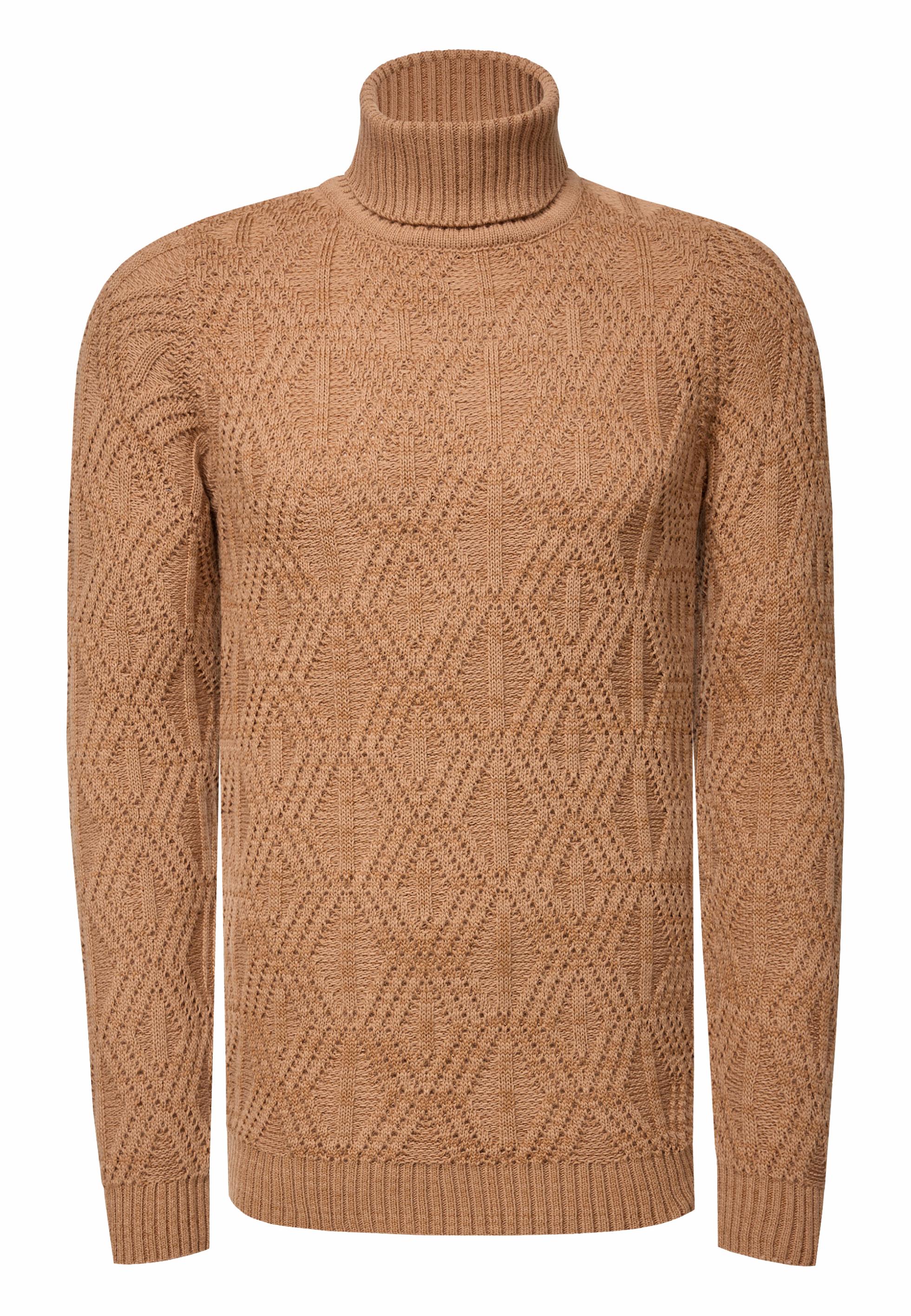 Melierter Grobstrick Rollkragen-Pullover