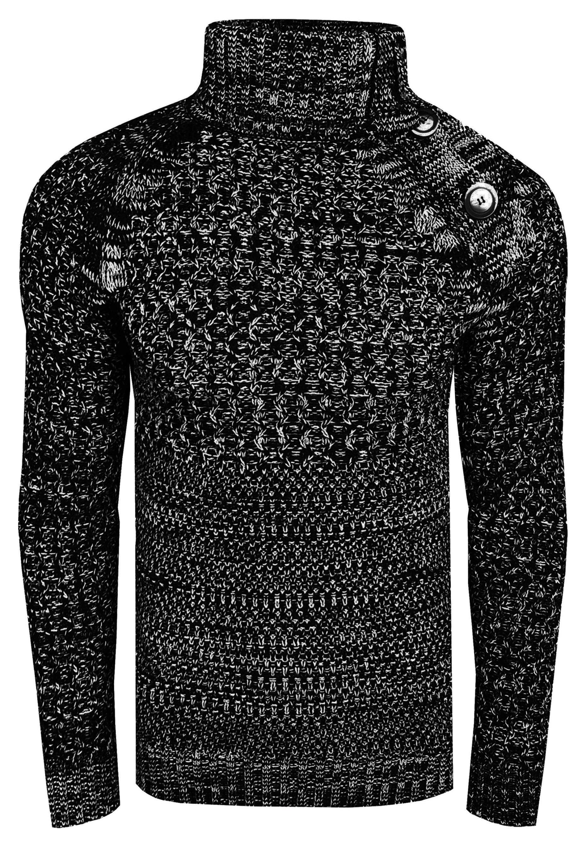 Side Button-Placket Grobstrick Rollkragen-Pullover