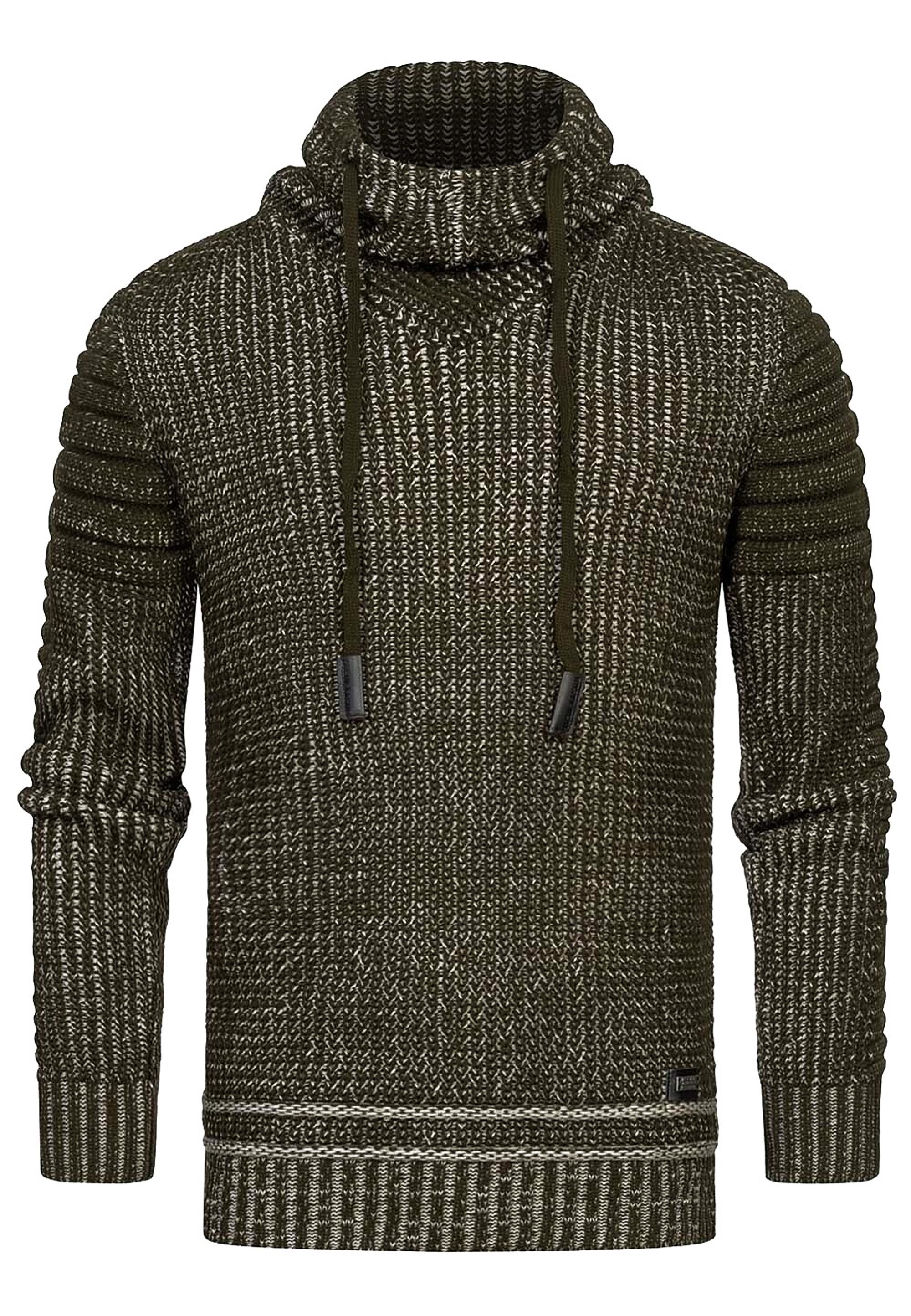 Stehkragen Grobstrick Biker Pullover Mit Hohem Rollkragen