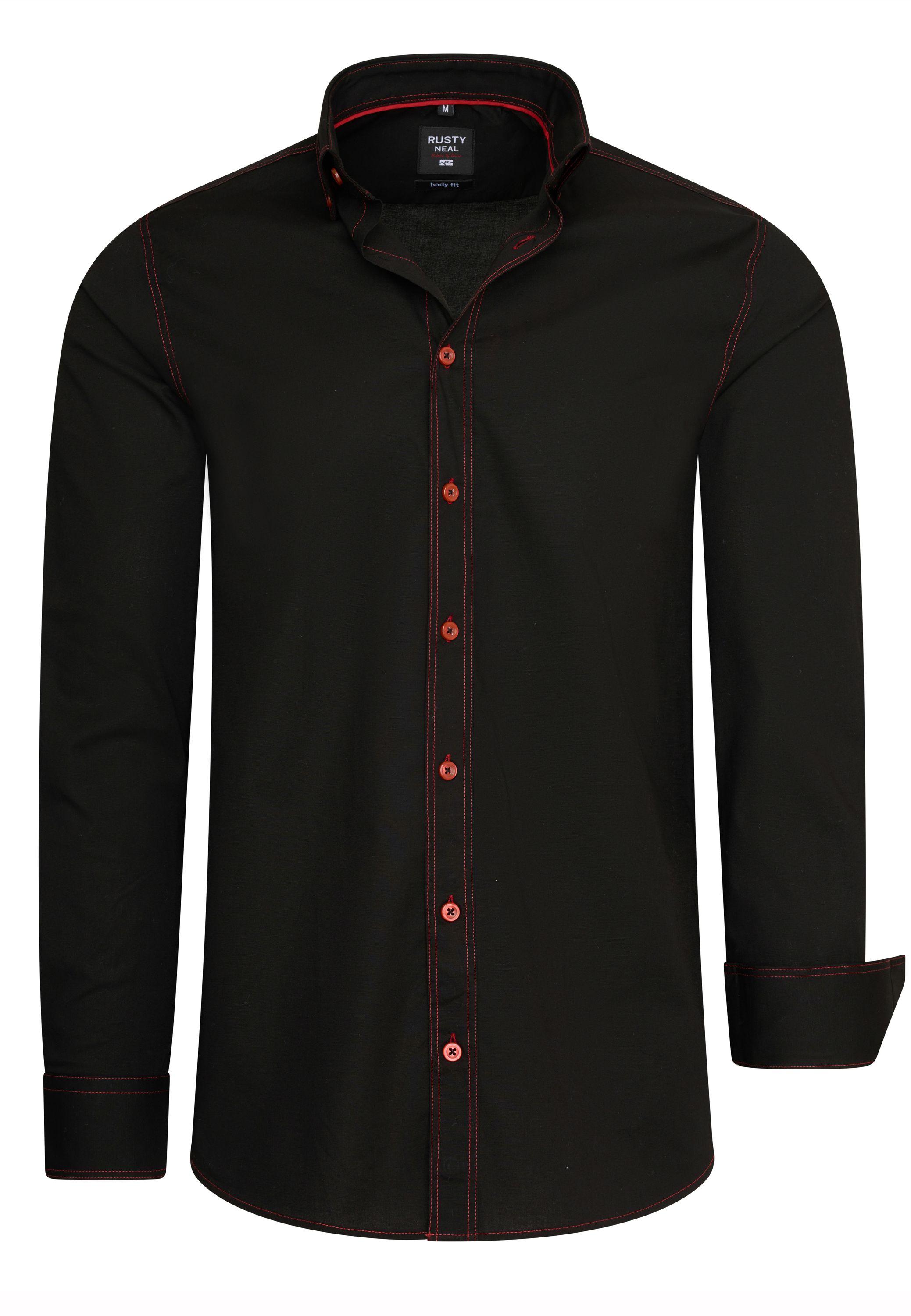 Langarm Slim Fit Hemd Mit Kontrast-Naht