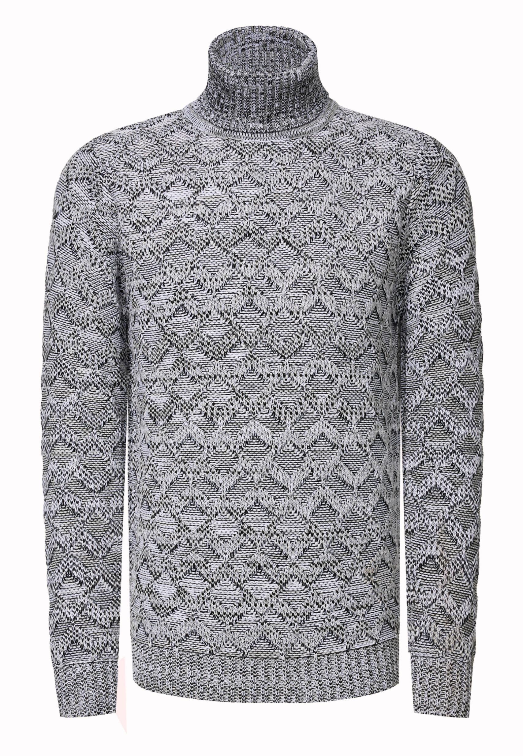 Kontrast Grobstrick Rollkragen-Pullover