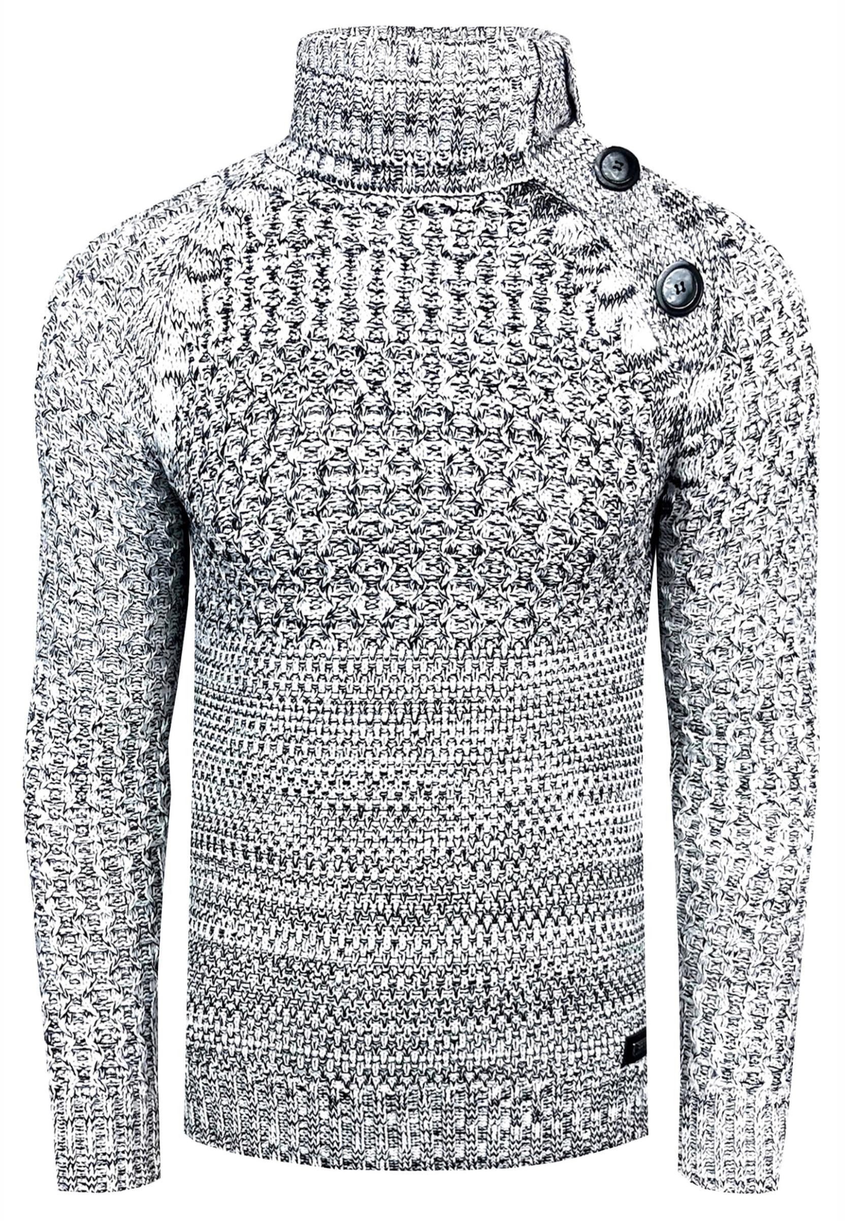 Side Button-Placket Grobstrick Rollkragen-Pullover