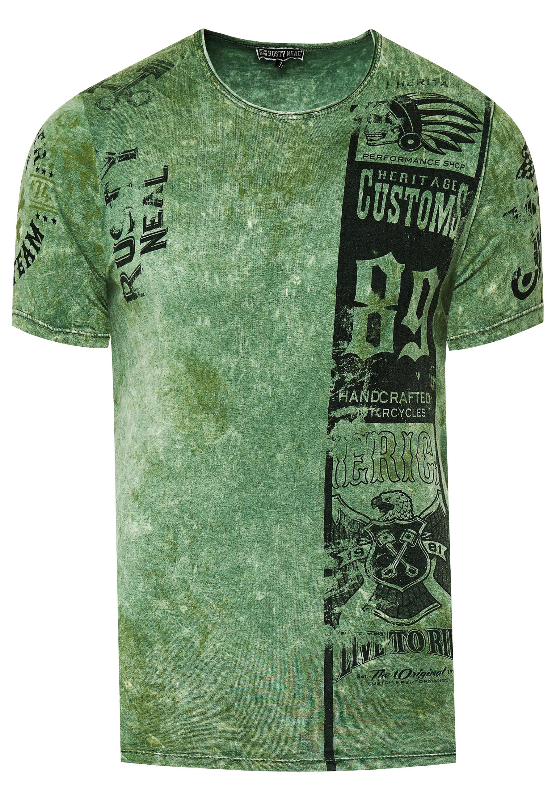 Washed Biker T-Shirt Mit Front & Back Prints