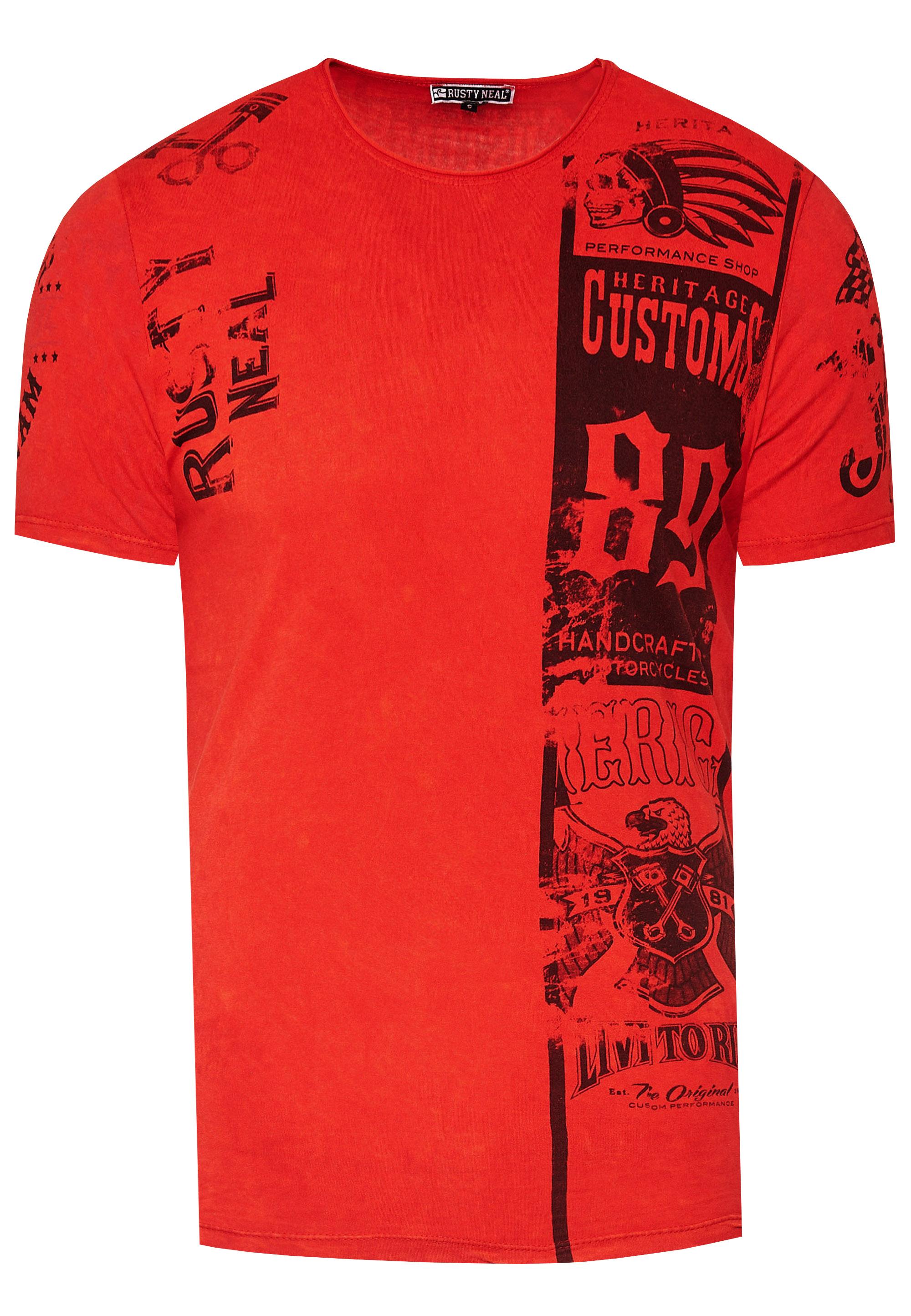 Washed Biker T-Shirt Mit Front & Back Prints