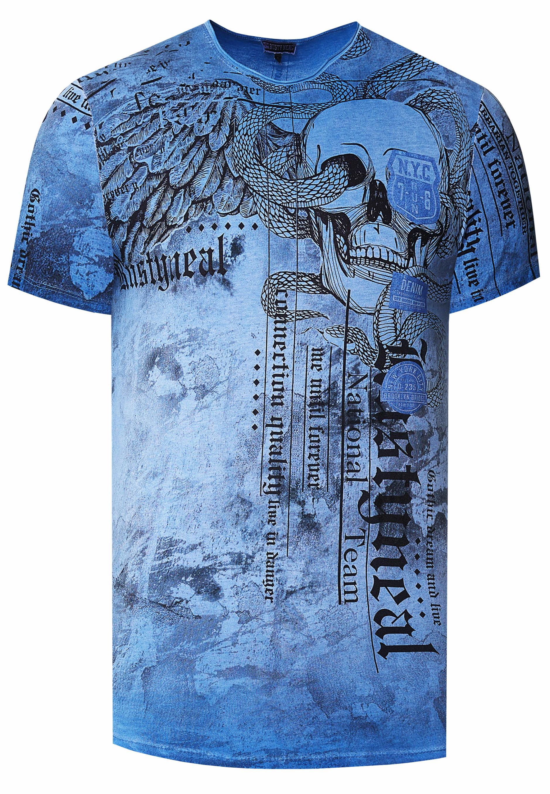 Biker T-Shirt Verwaschen Mit All Over Prints