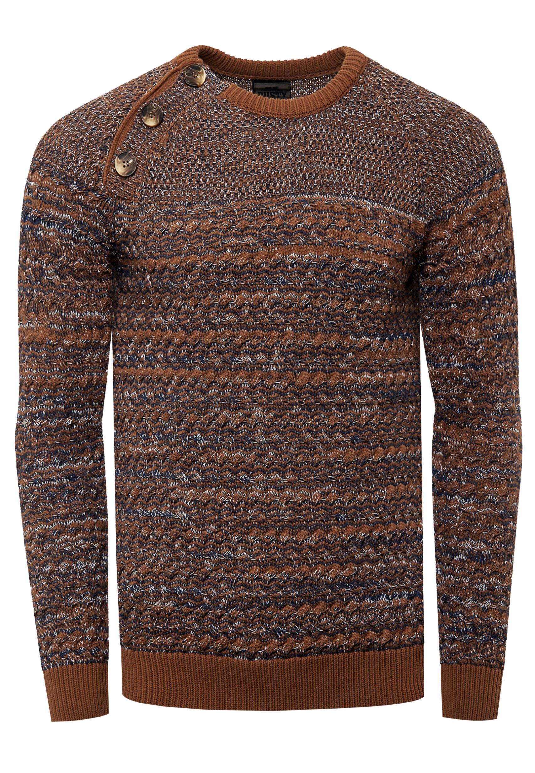 Side Button-Placket Rundhals-Pullover