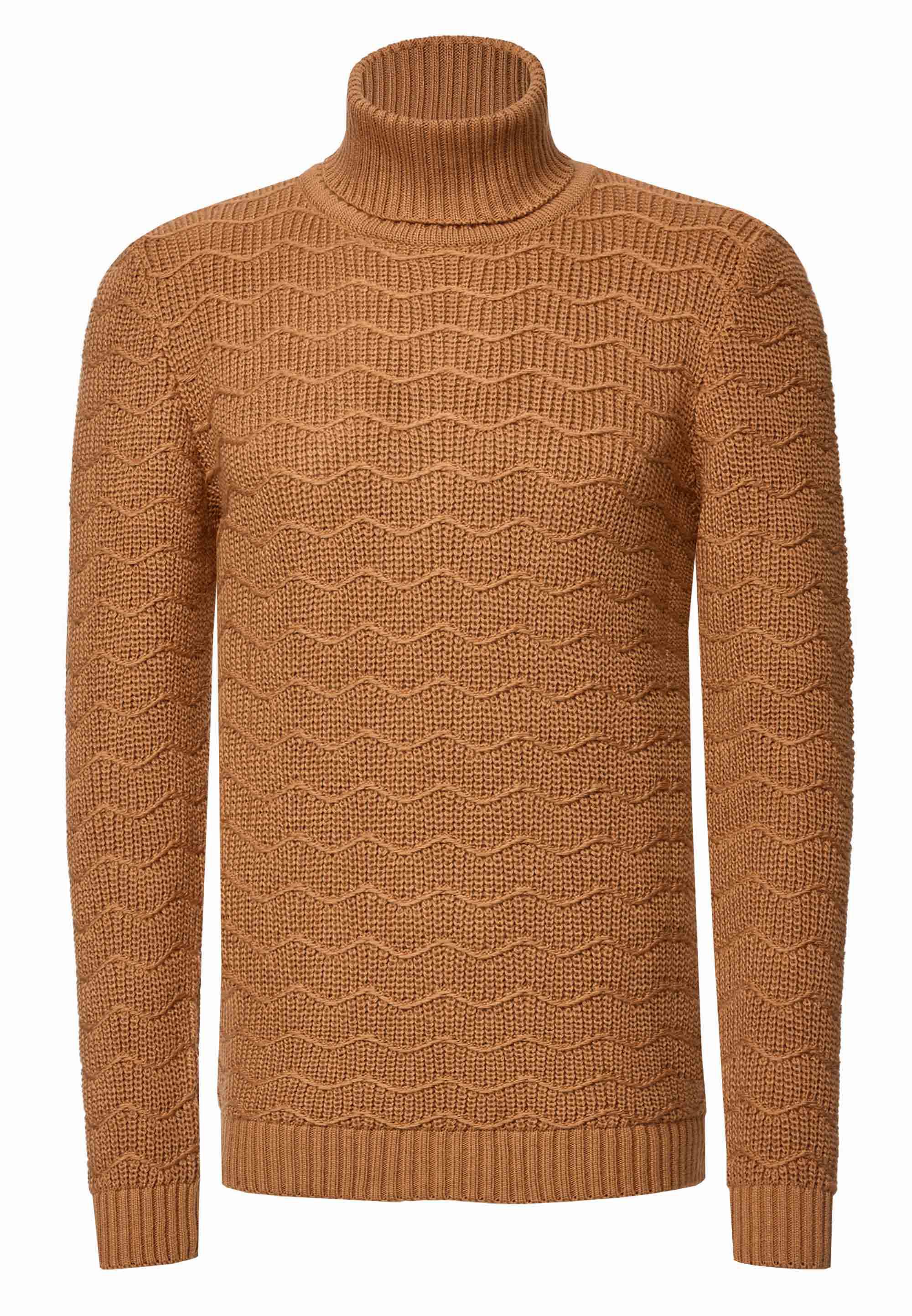 Schwerer Grobstrick Rollkragen-Pullover