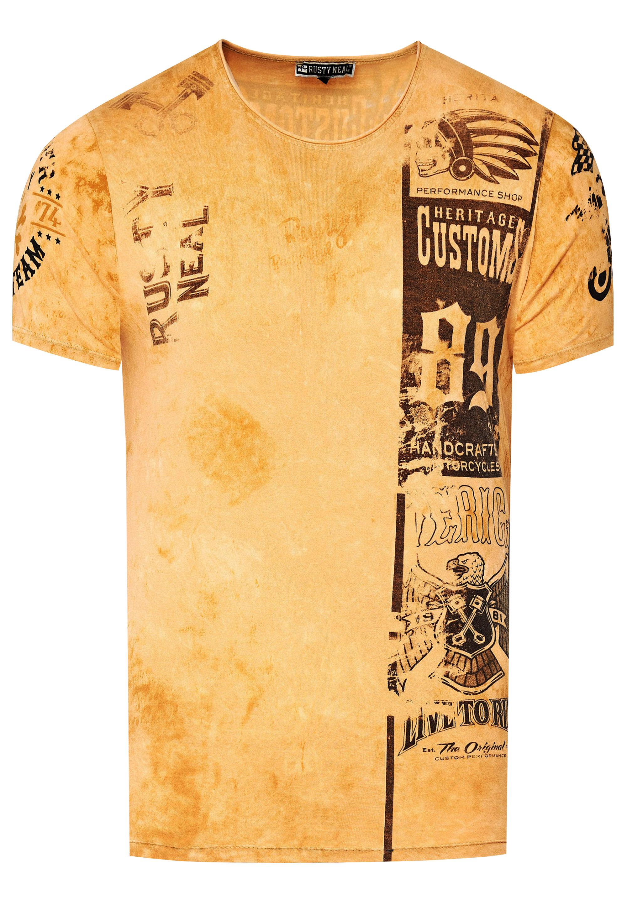 Washed Biker T-Shirt Mit Front & Back Prints