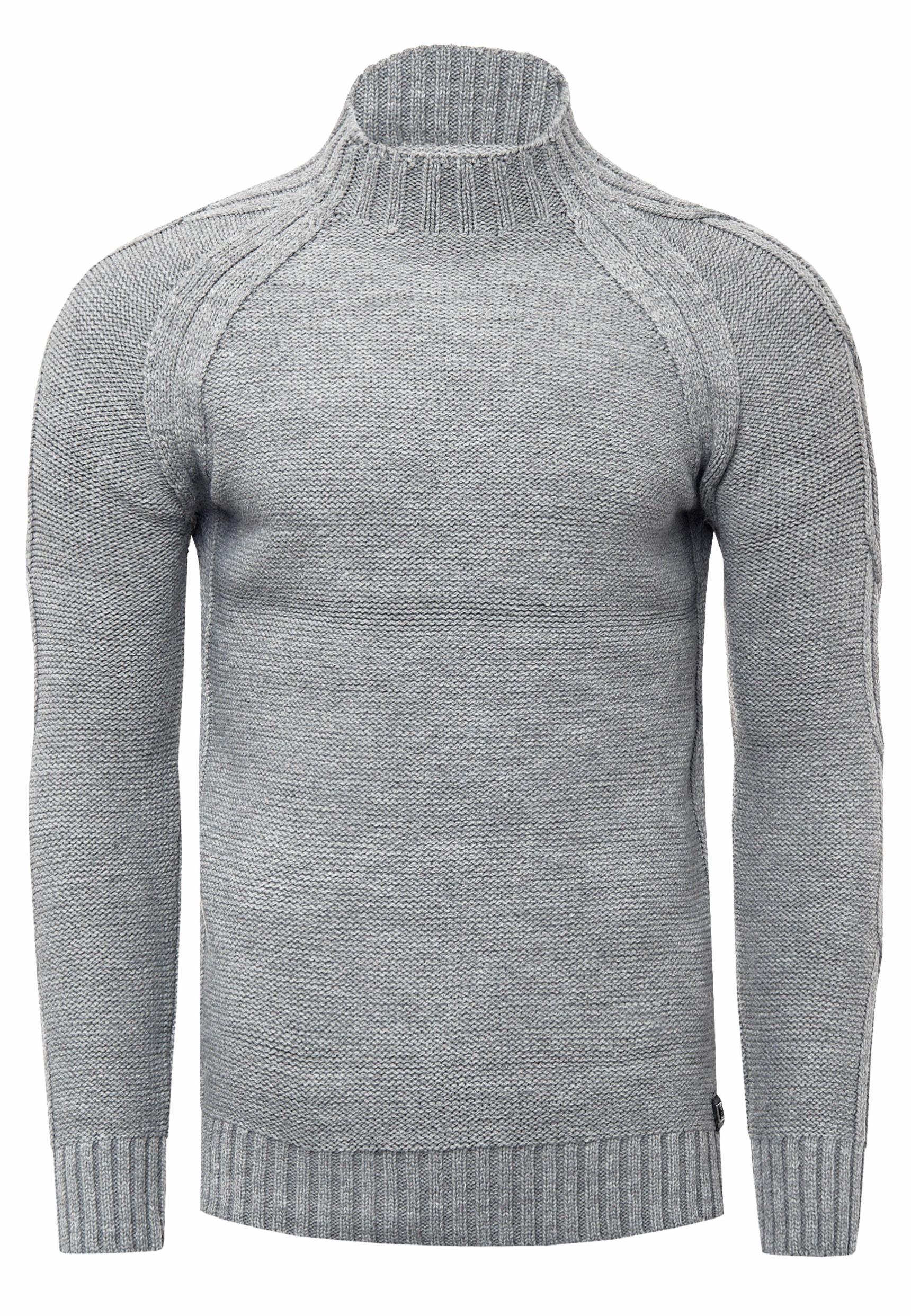 Grobstrick Einfarbiger Stehkragen-Pullover