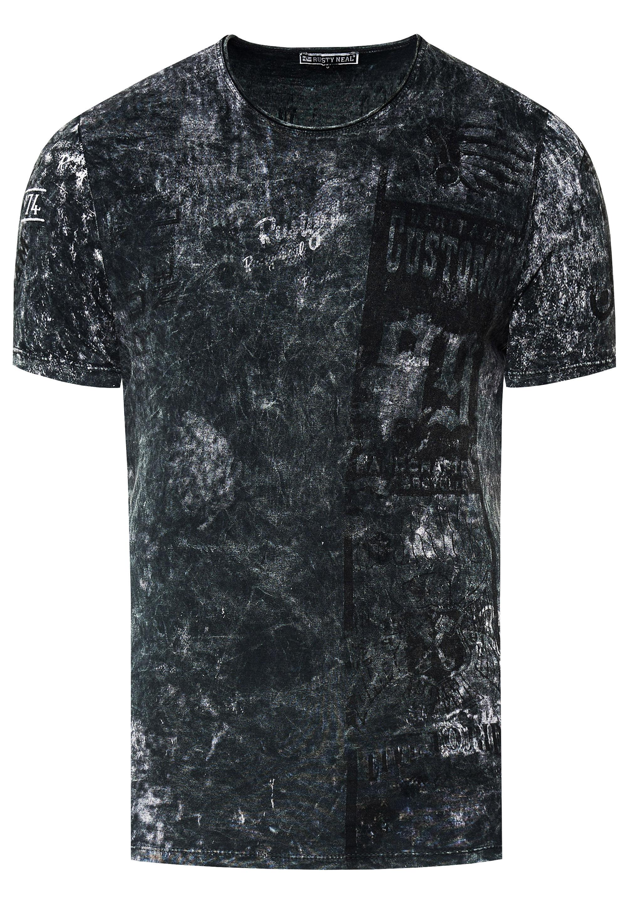 Washed Biker T-Shirt Mit Front & Back Prints