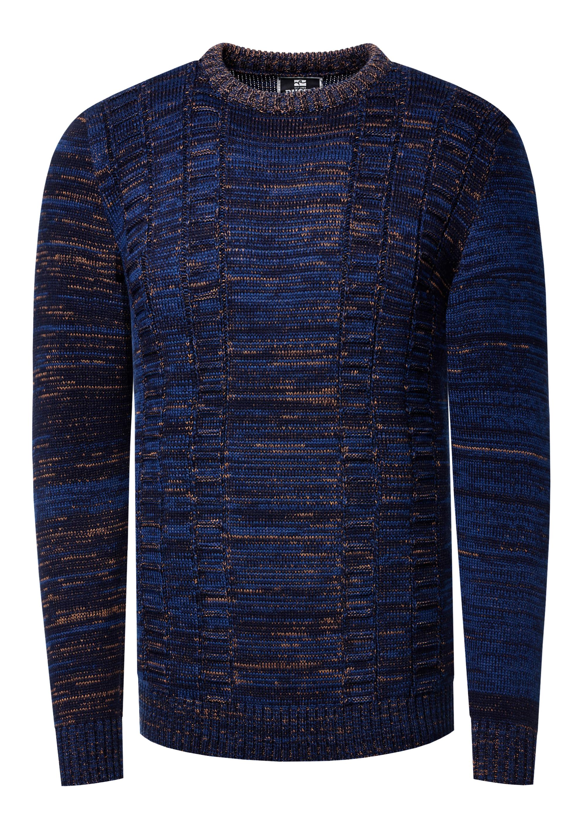 Grobstrick Mit Kontrastfarben Rundhals-Pullover