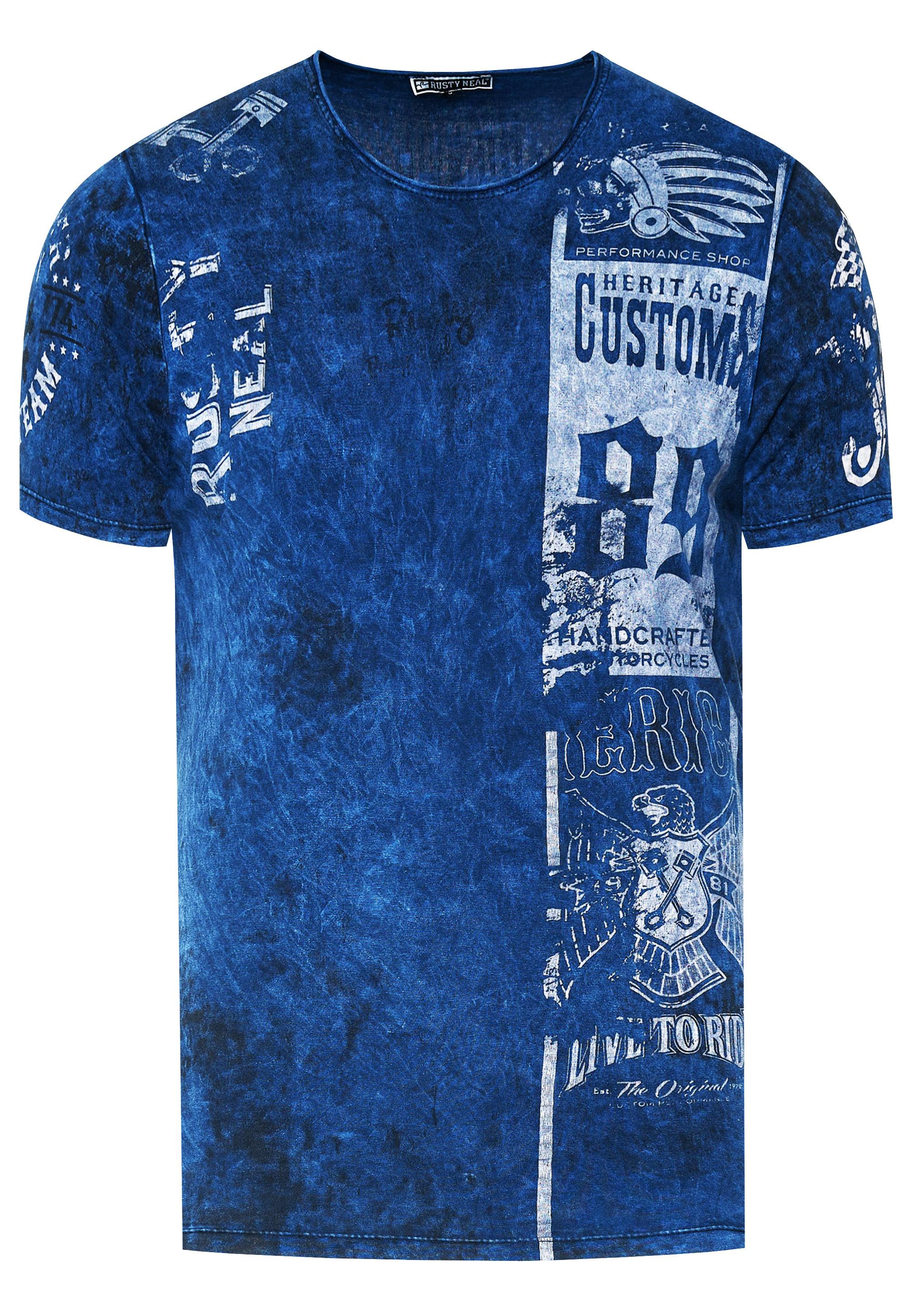 Washed Biker T-Shirt Mit Front & Back Prints