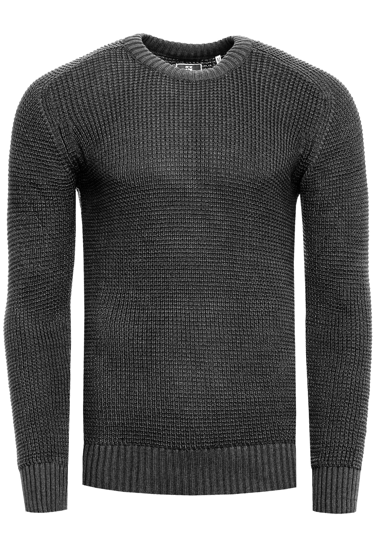 Grobstrick Slim Fit Rundhals-Pullover