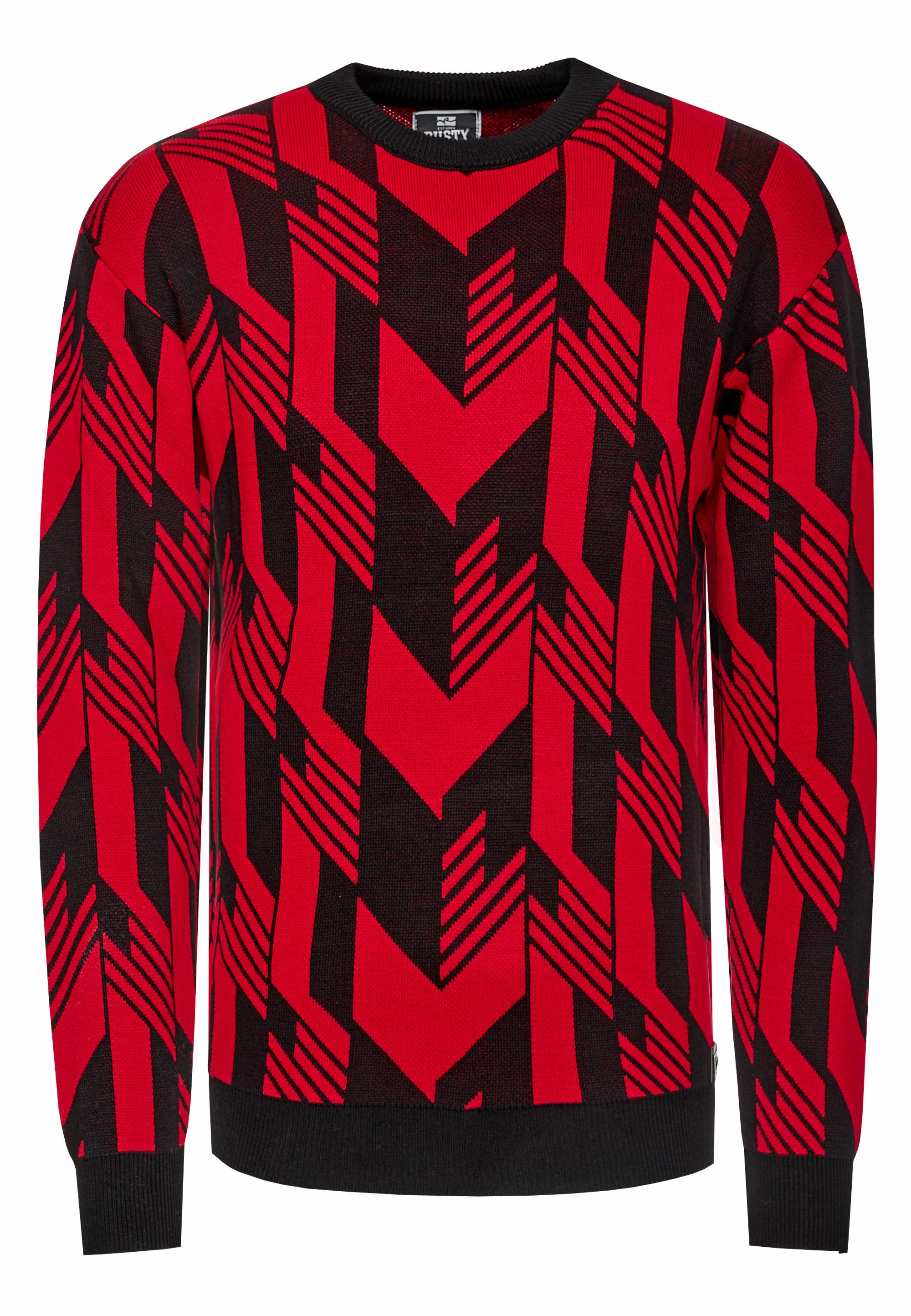 Kontrast Feinstrick Rundhals-Pullover