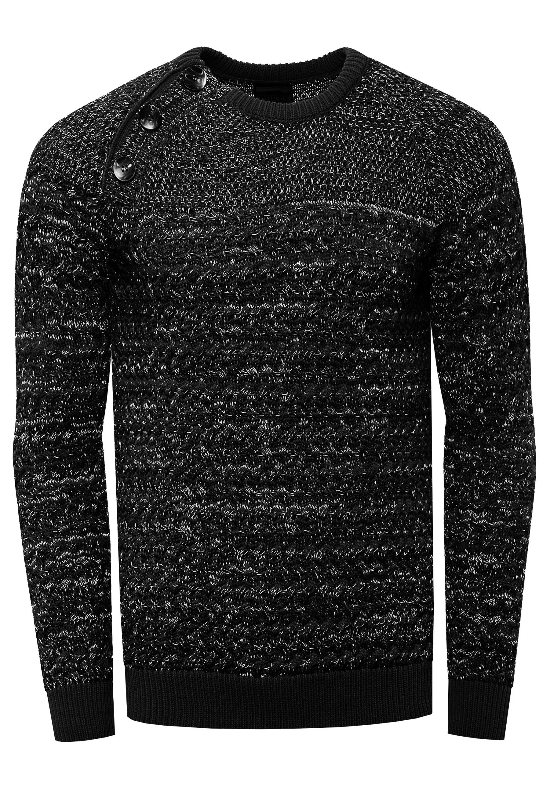 Side Button-Placket Rundhals-Pullover