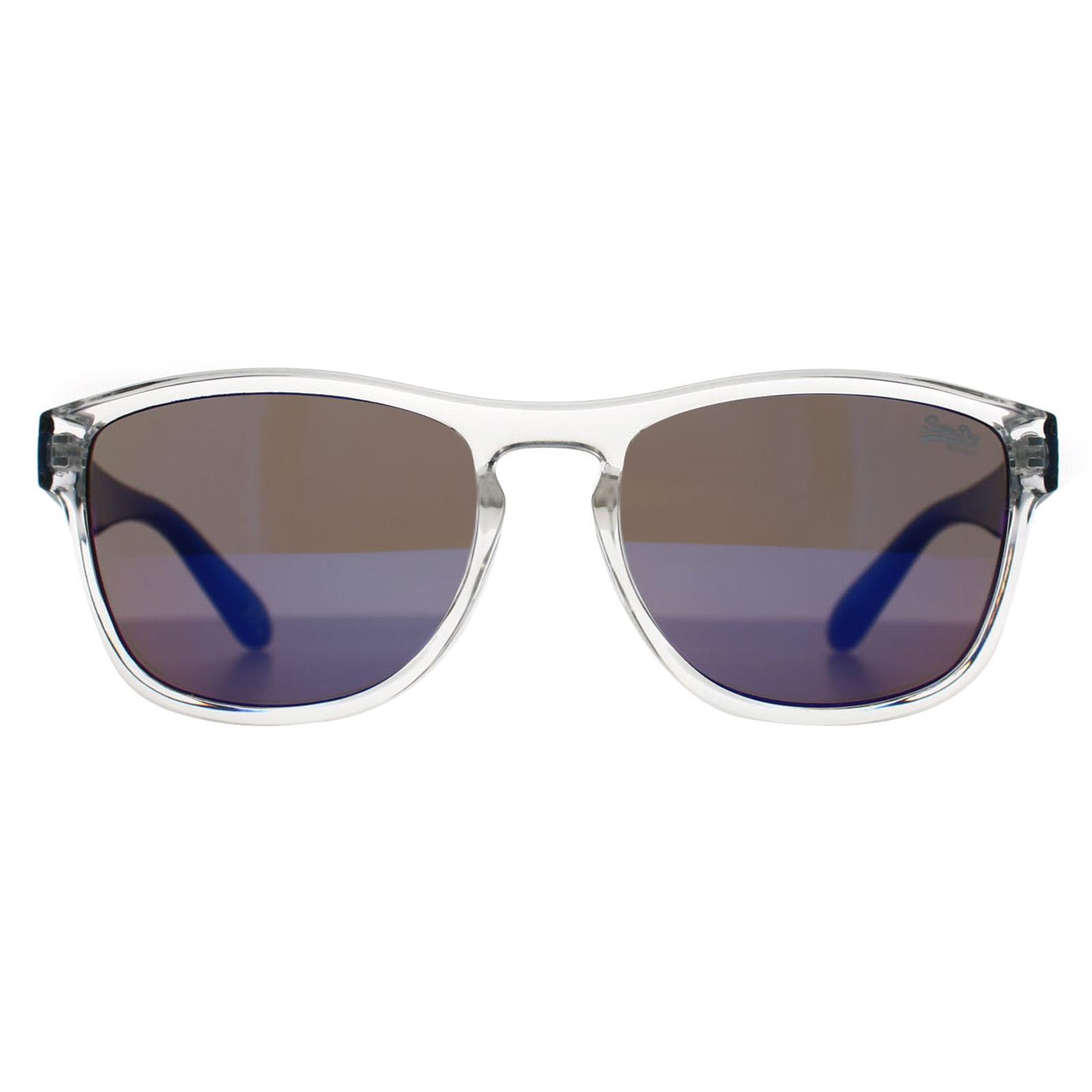 Superdry Rockstar 175 Glanz Klarer Kristall Und Blauer Kristall Blauer Spiegel Sonnenbrille