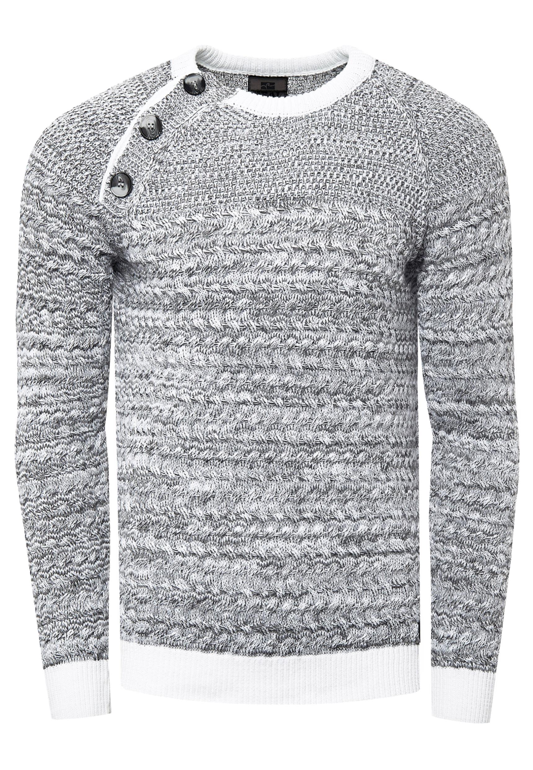 Side Button-Placket Rundhals-Pullover