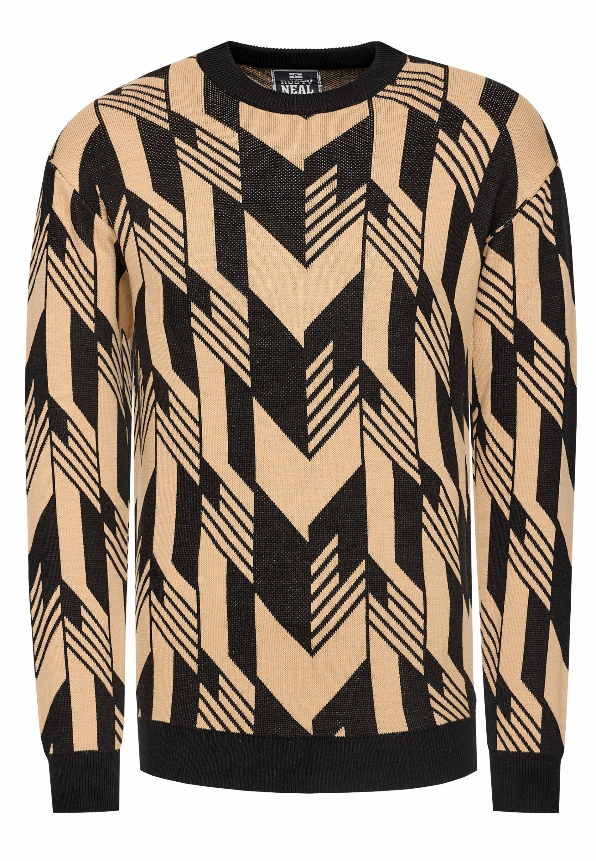 Kontrast Feinstrick Rundhals-Pullover