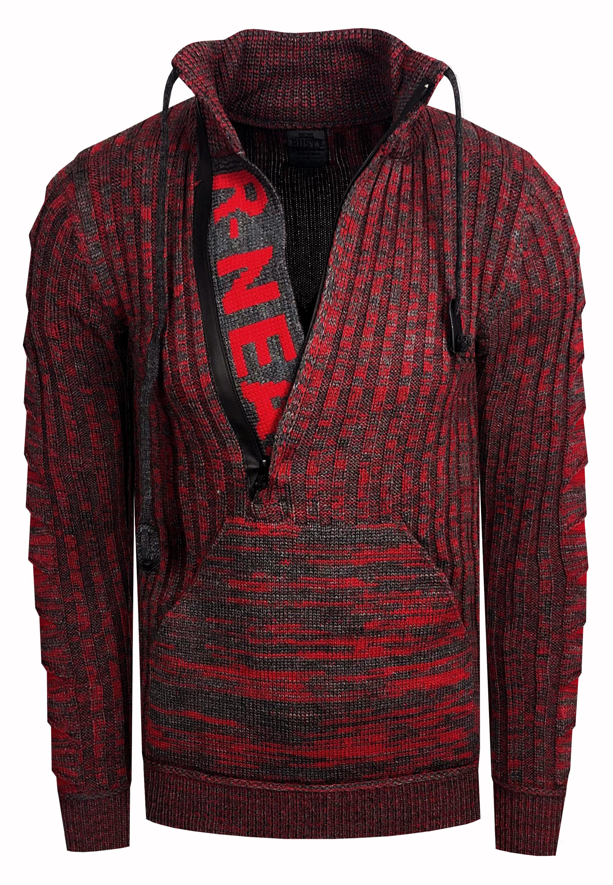 1/2 Zip Grobstrick Stehkragen-Pullover