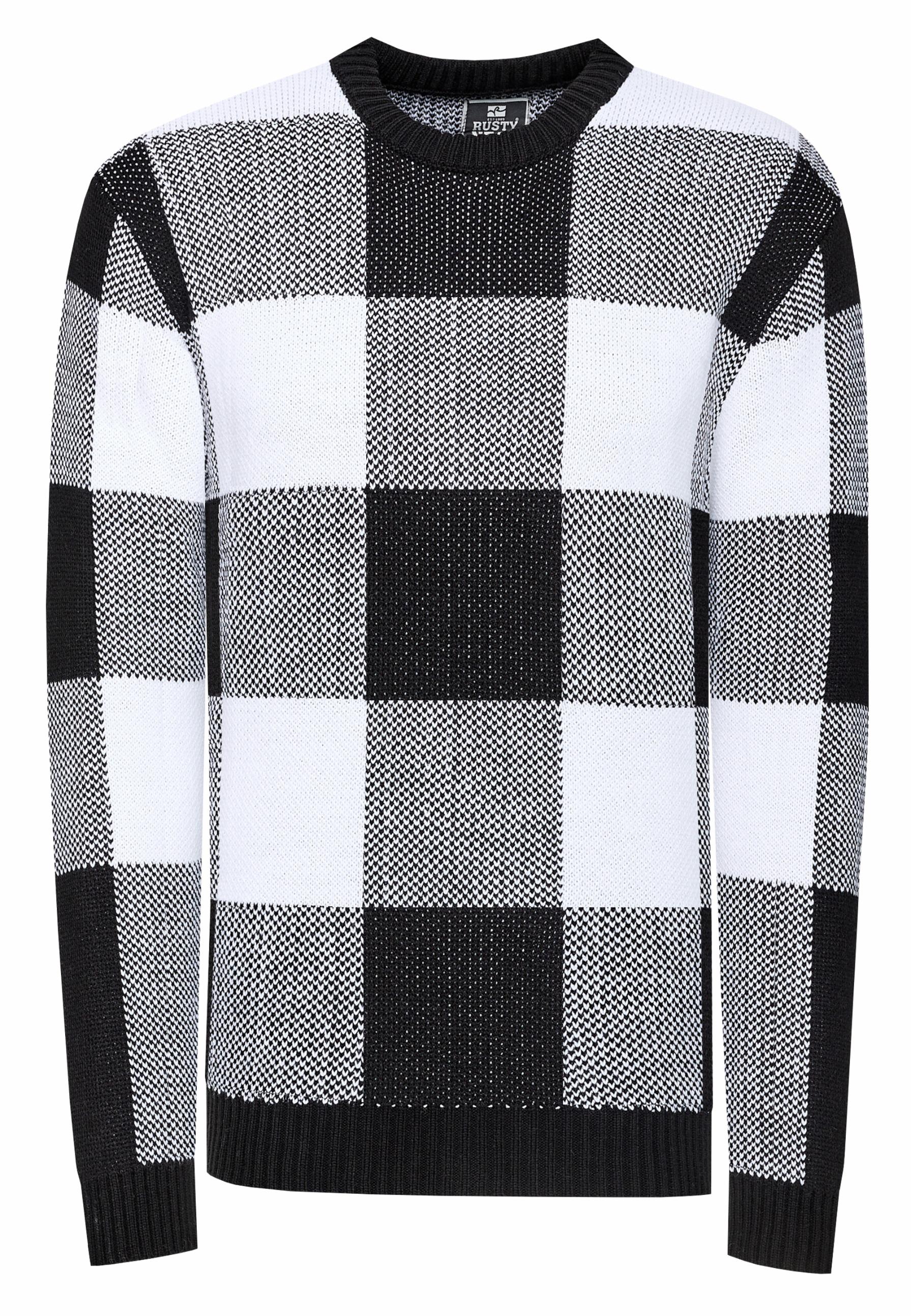 Schwerer Karo Kontrast Grobstrick Pullover