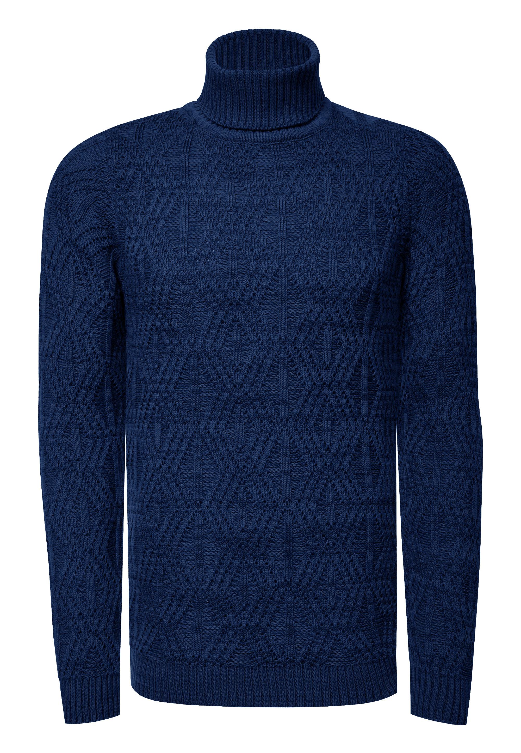 Melierter Grobstrick Rollkragen-Pullover
