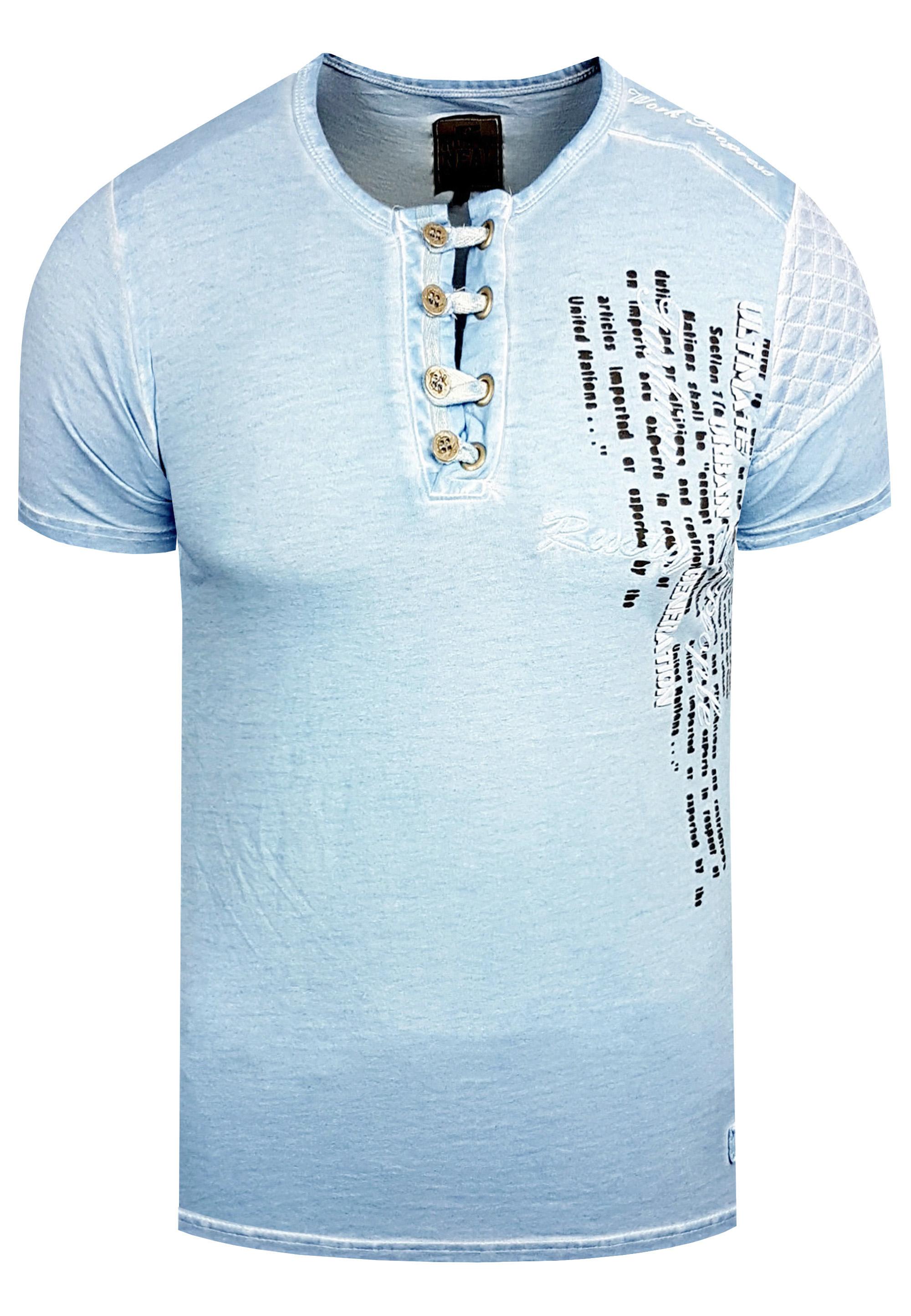 Oil-Washed T-Shirt Mit Knopfleiste