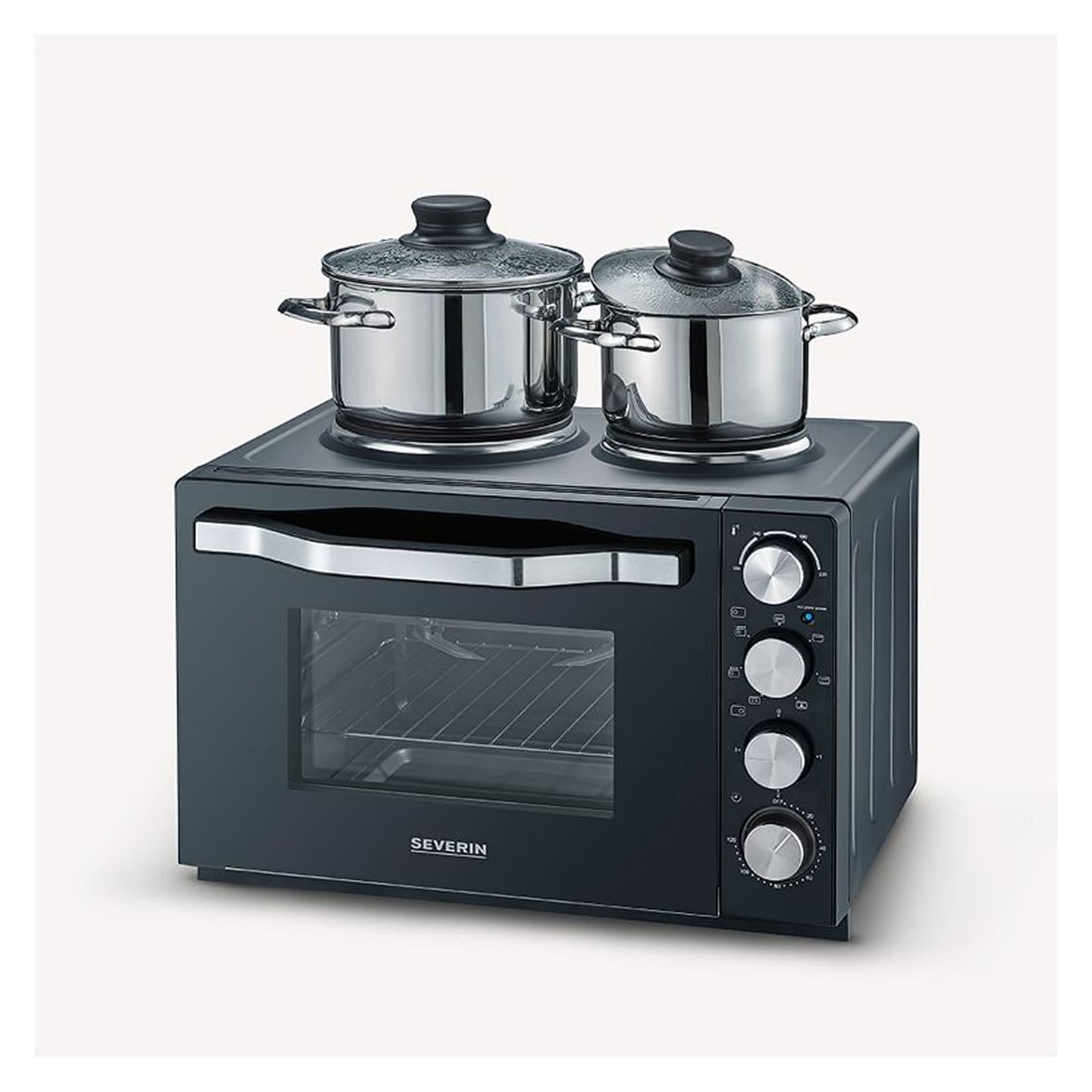 SEVERIN TO 2074 KLEINKÜCHE (2500 W, 30 l, schwarz, Oberhitze und Unterhitze, mit Umluft, Timer, Drehspieß, Backblech)