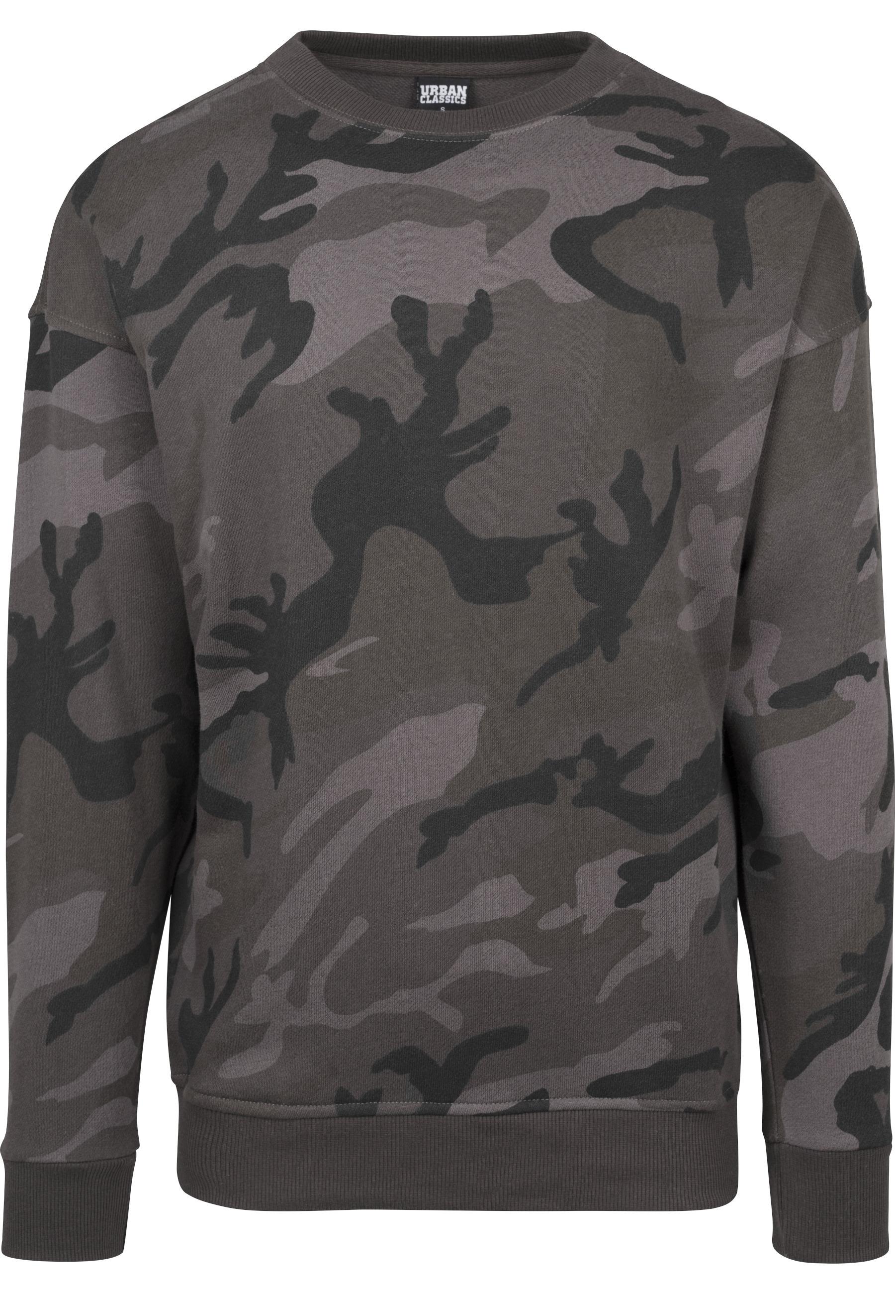 Sweatshirt Urban Classics "Urban Classics Herren Camo Crewneck", Herren, Gr. S, Schwarzcamo, 60% Baumwolle, 40% Polyester, Mehrfarbig, Rundhals, Sweatshirts Sweatshirt