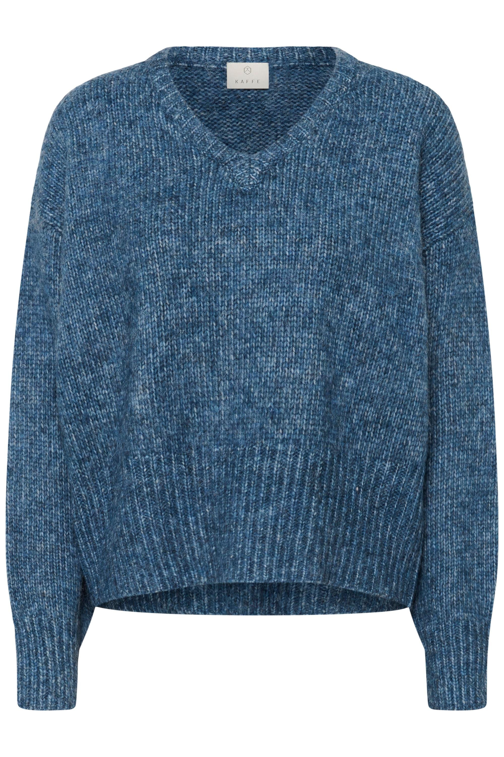 Strickpullover Kaffe "Strickpullover Katrina", Damen, Gr. S, Blau (Bering Sea Melange), Obermaterial: 47% Polyacryl Pan. 35% Polyester Pes. 13% Polyamid Pa. 5% Wolle Mw., Pullover Strickpullover
