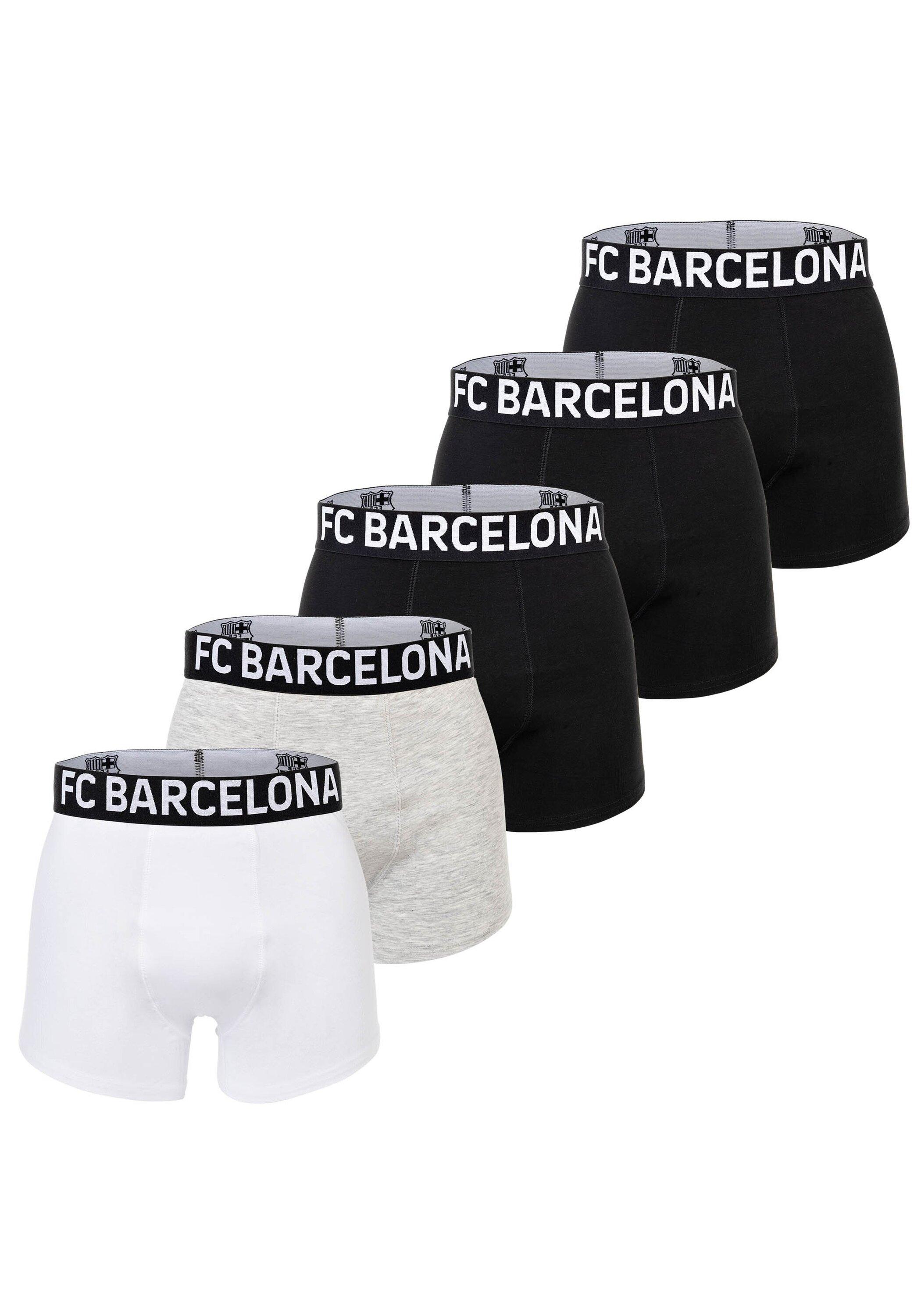 Boxershorts Fc Barcelona "Boxershort Fcb Boxer Briefs 5-Pack 5Er Pack", Herren, Gr. M, Schwarz, Grau, Weiß, Obermaterial: 95% Baumwolle Co. 5% Elasthan El., Unterhosen